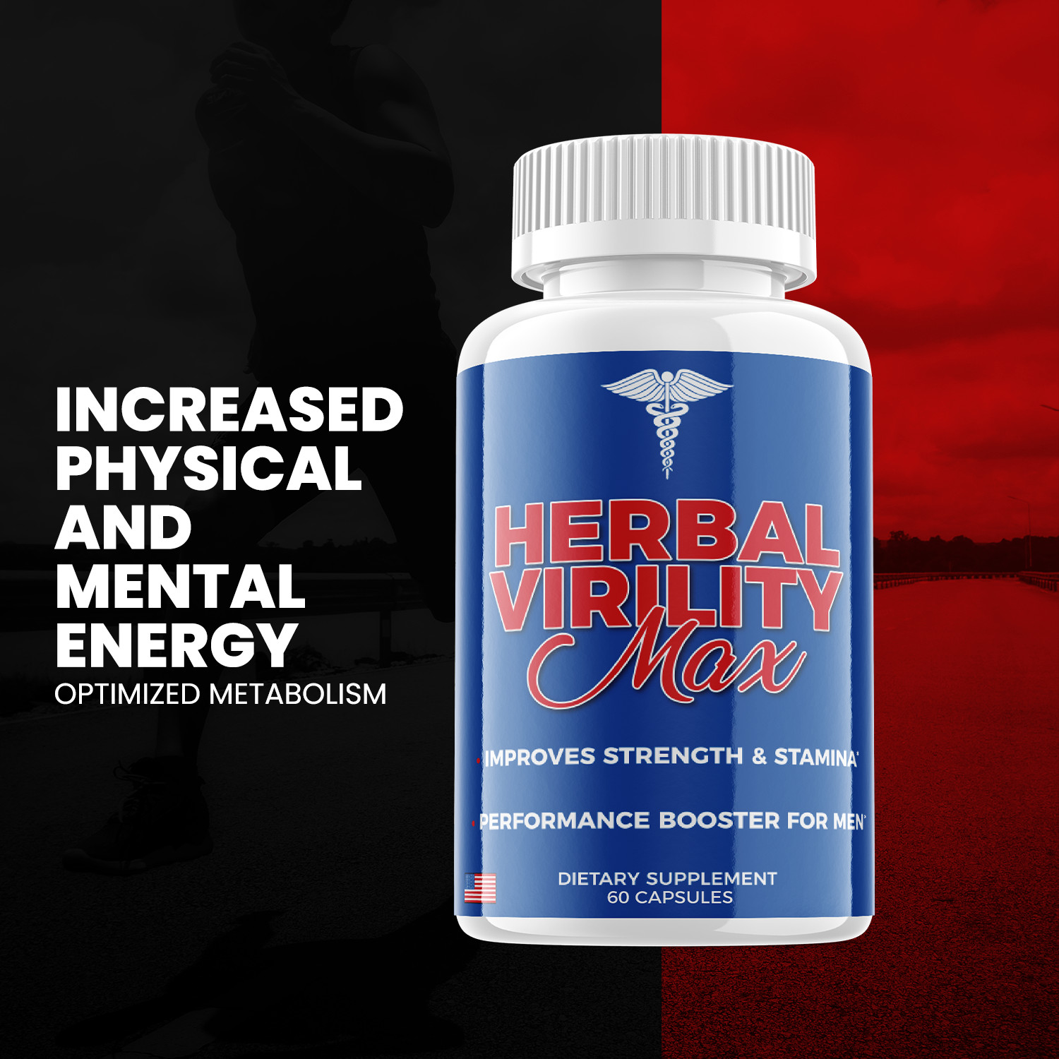 (3 Pack) Herbal Virility Max Men Pills for Male Support & Energy (180 Capsules)