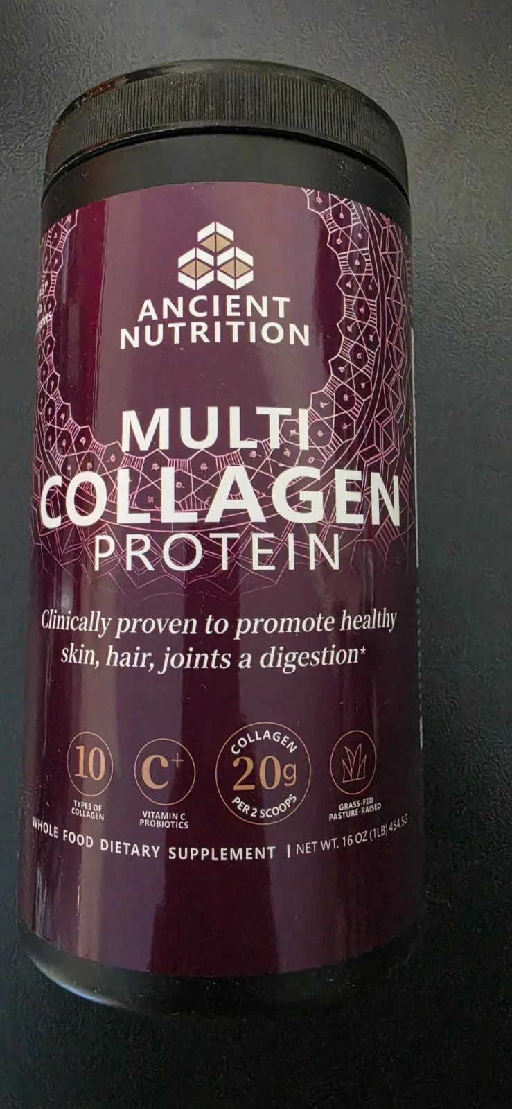 Ancient Nutrition Collagen Powder Protein with Probiotics, Unflavored, 16 Oz