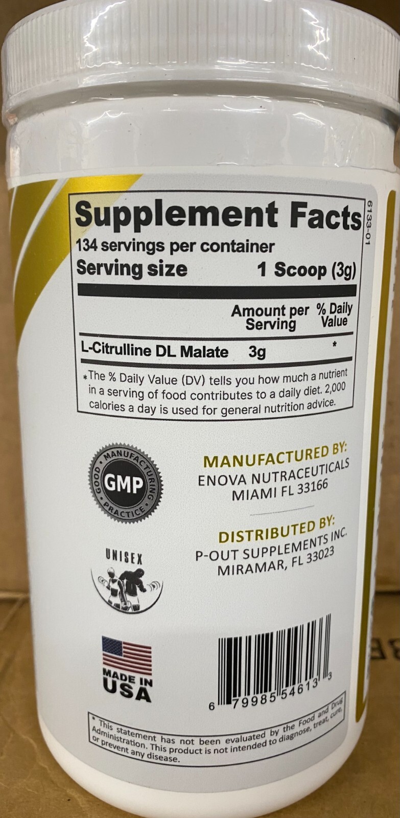 P-Out Performance Series L-Citrulline – 134 Servings, Made in USA NEW