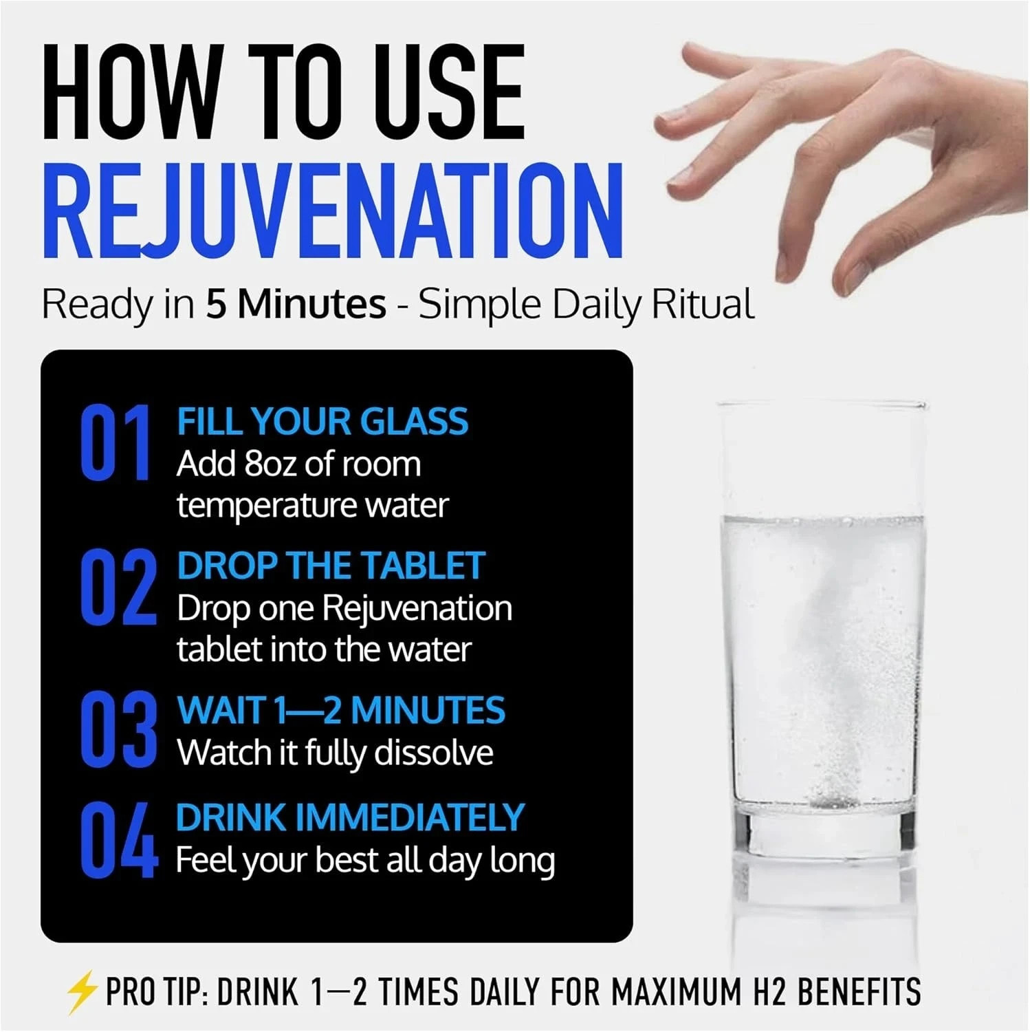 DRINK HRW Rejuvenation Molecular Hydrogen Water Tablets 12 ppm H2 – Hydrogen …