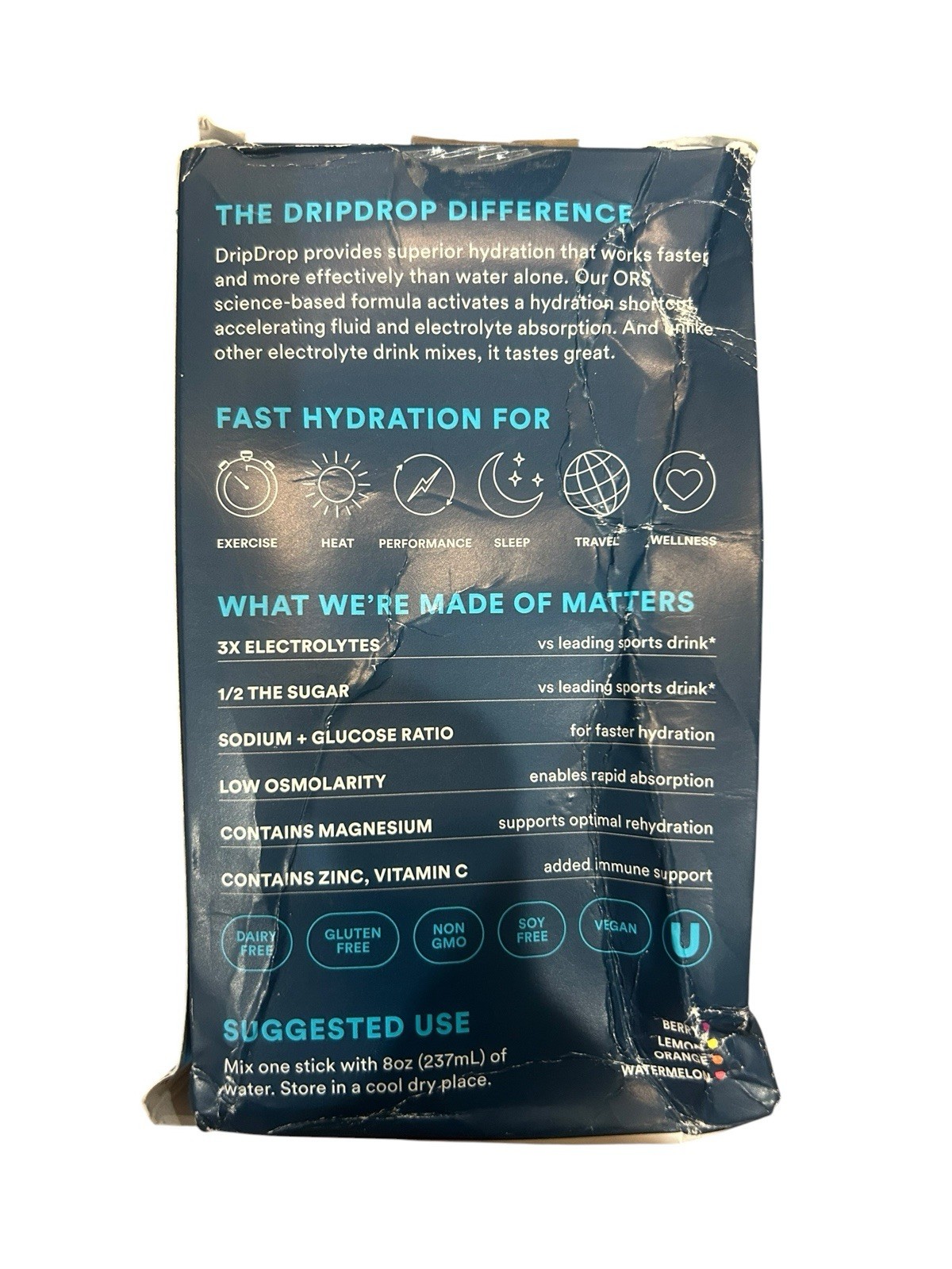 DripDrop Hydration Electrolyte Drink Mix Bold Variety – 20 Count – Ex: 11/28