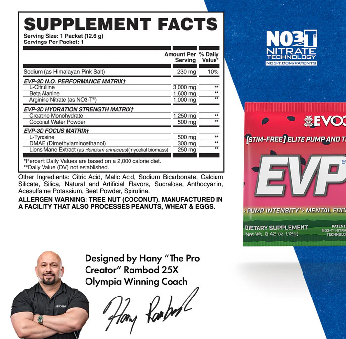 (10) Evogen EVP Xtreme N.O. Pre-Workout Travel Packets