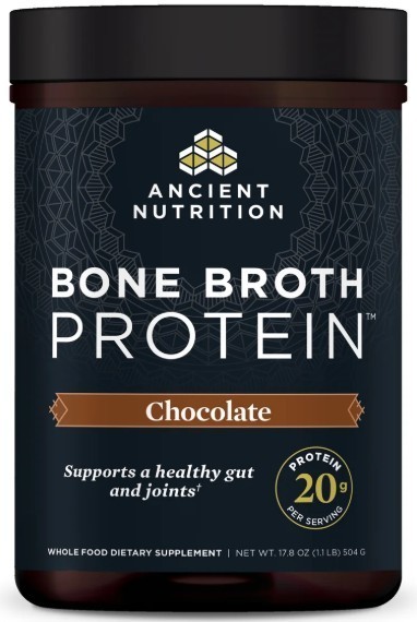 Ancient Nutrition Bone Broth Protein Powder, Chocolate – 20 Servings