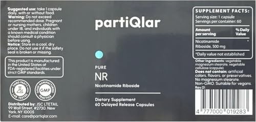partiQlar NR Supplement – High Purity Nicotinamide Riboside Capsules – NAD+ Boos