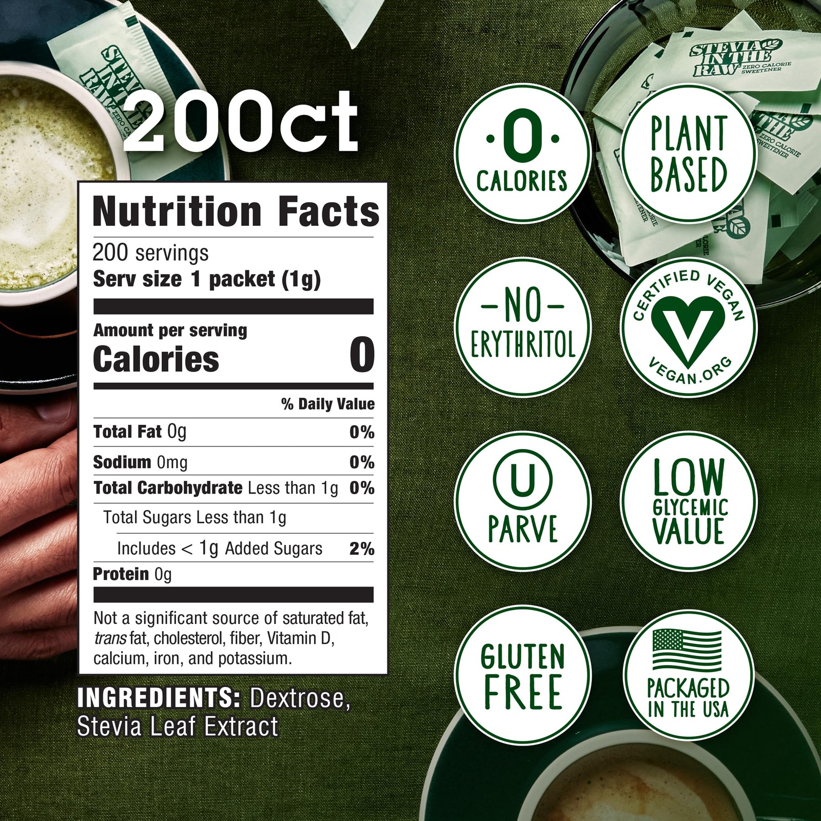 Stevia In The Raw, Plant Based Zero 200 Count (Pack of 1), Limited Edition