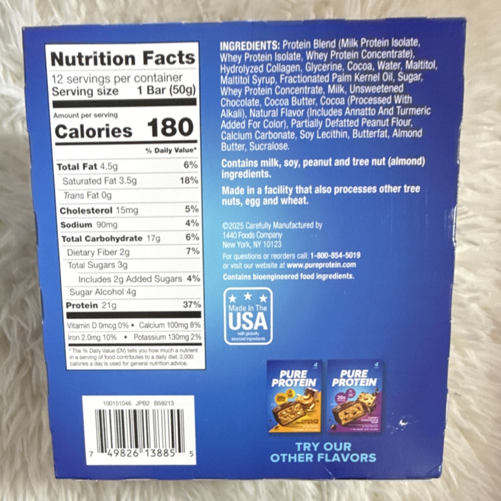 Pure Protein Chocolate Deluxe Bars 21g Gluten-Free 12 Count High Protein