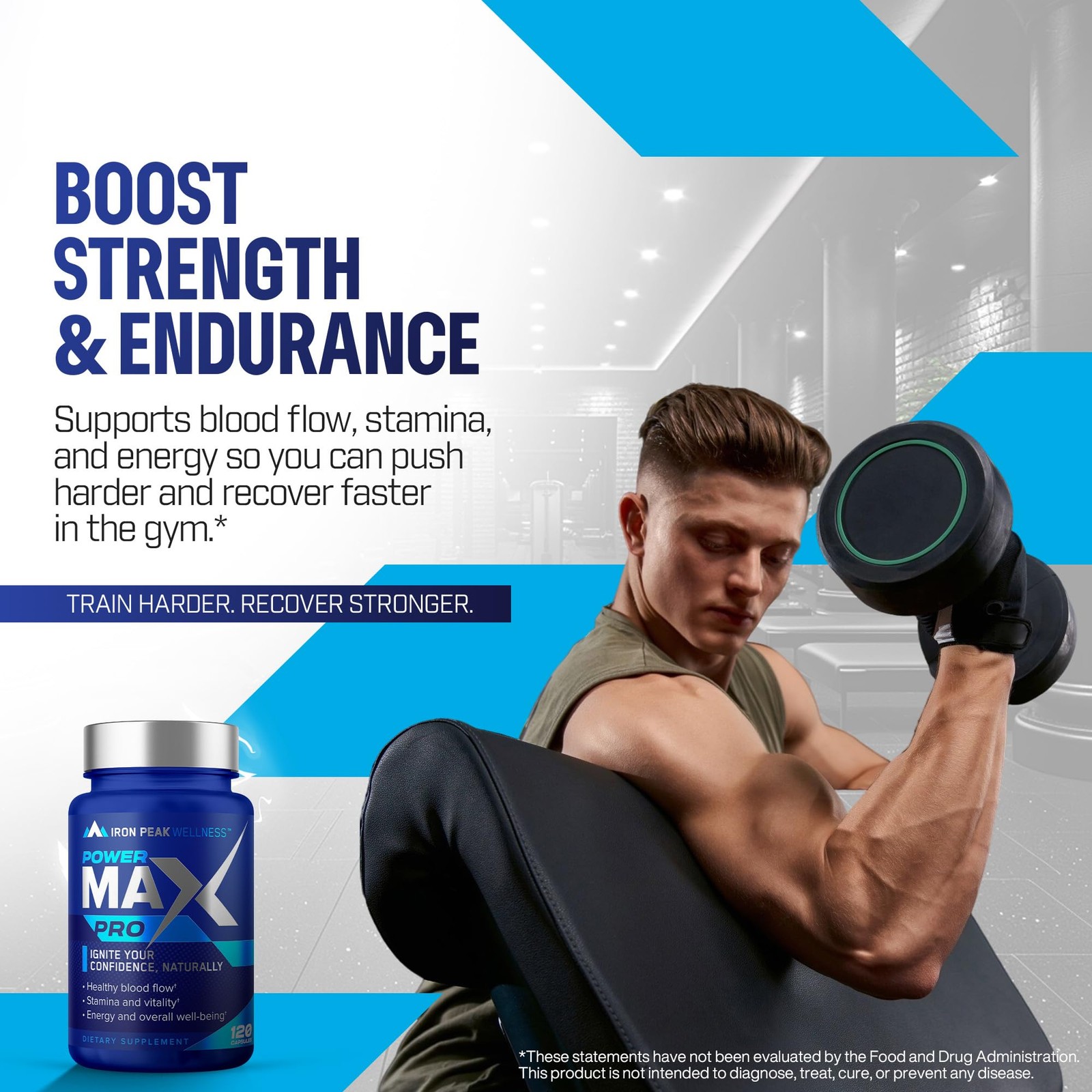 Testosterone Booster Pills for Men – Male 120 Count (Pack of 1), Blue