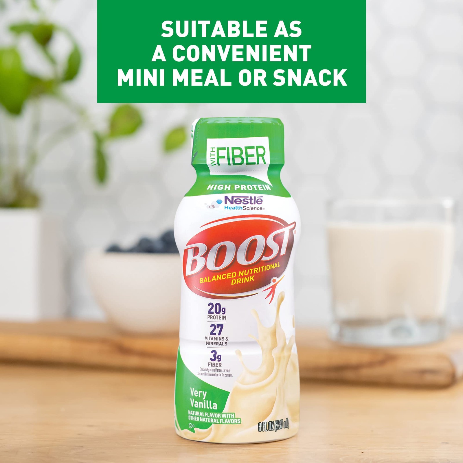 BOOST High Protein with Fiber Complete Nutritional Drink, Very Vanilla, 8 fl …