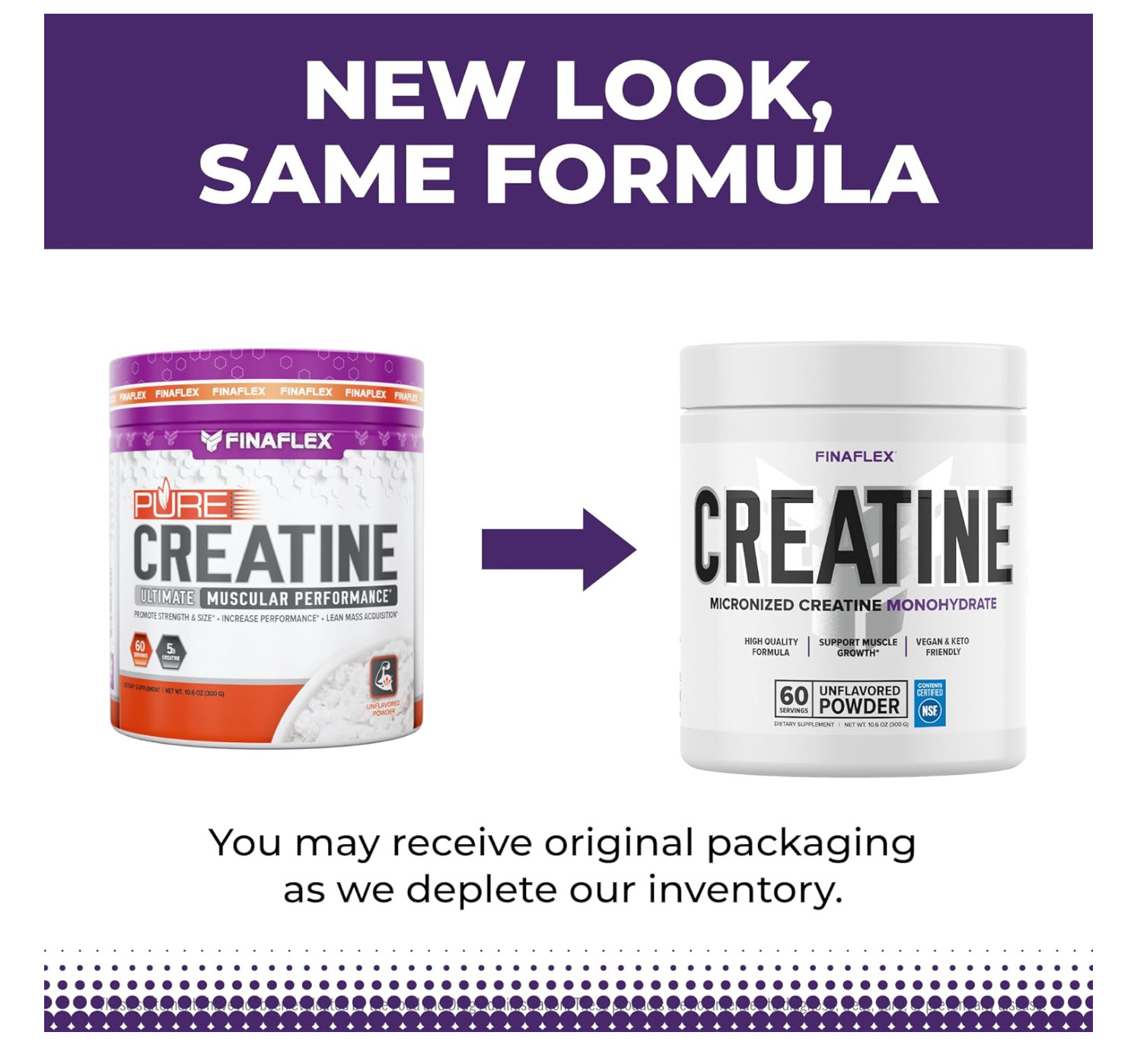 FINAFLEX Pure Creatine Monohydrate Unflavored 10.6 oz 60 Servings BROKEN CAP
