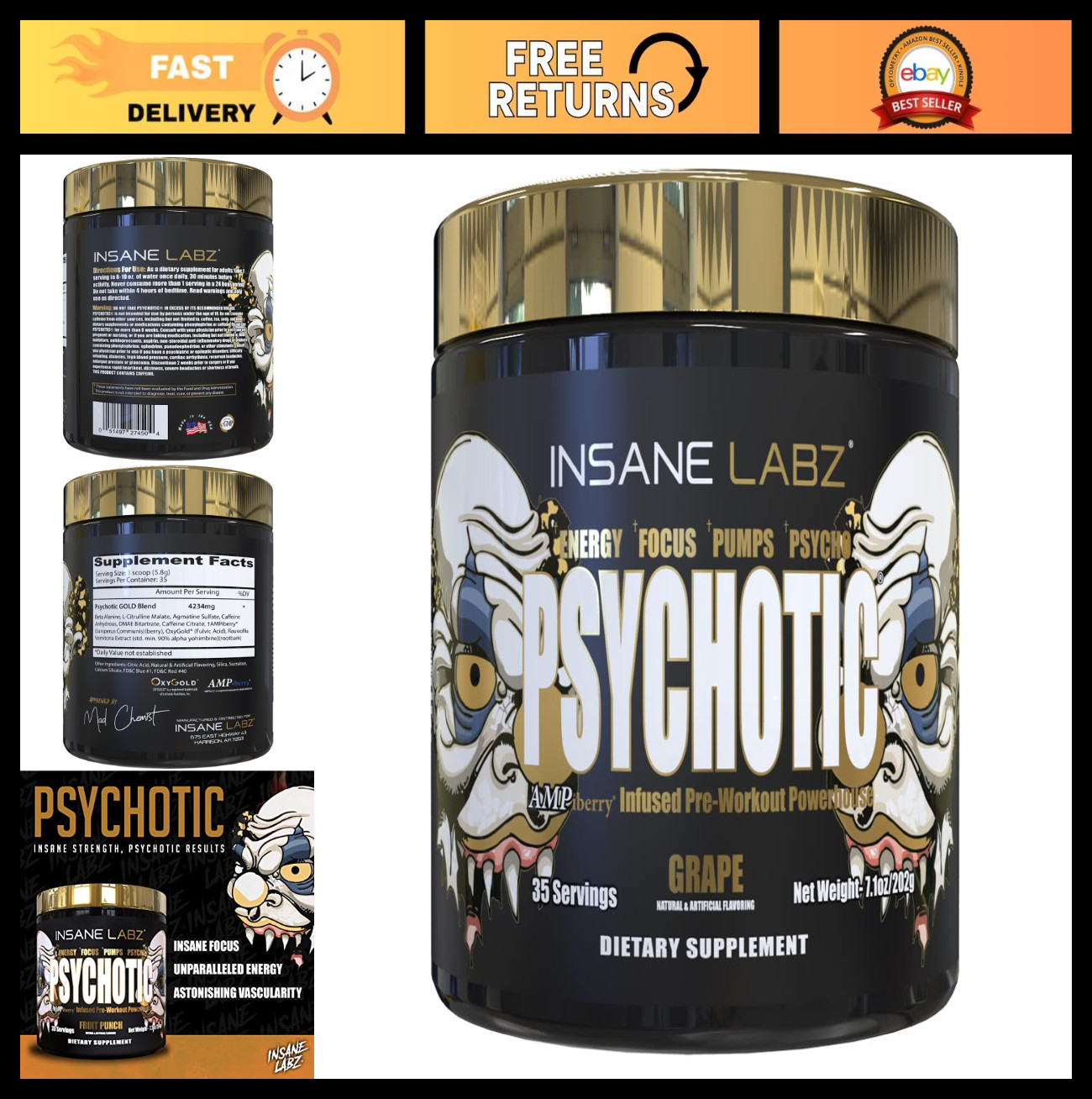 High-Stimulant Pre Workout Powder – Extreme Energy, Focus & Endurance, 35 Servin