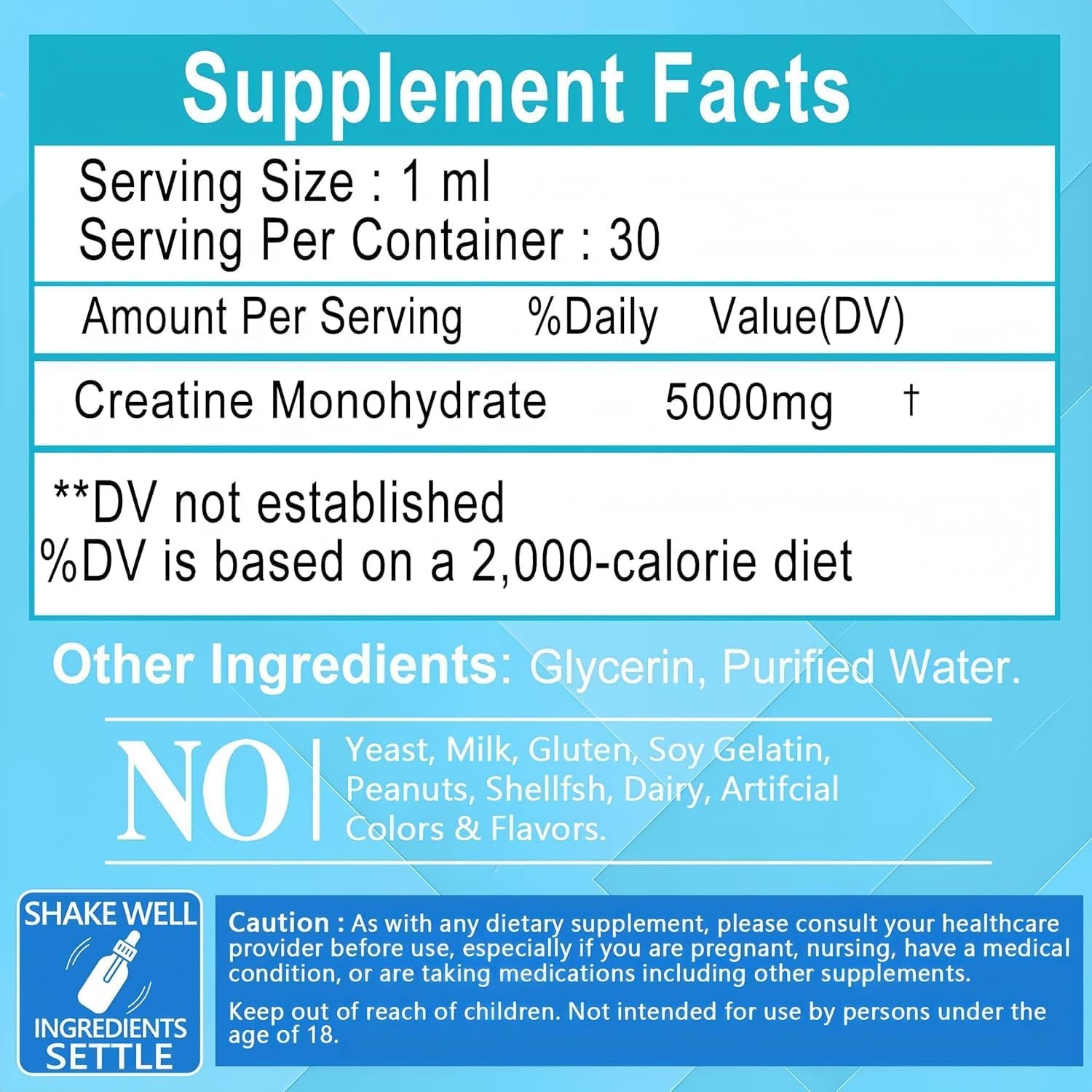 Creatine Liquid Drops – 98% High Absorption 1 Fl Oz (Pack of 1)