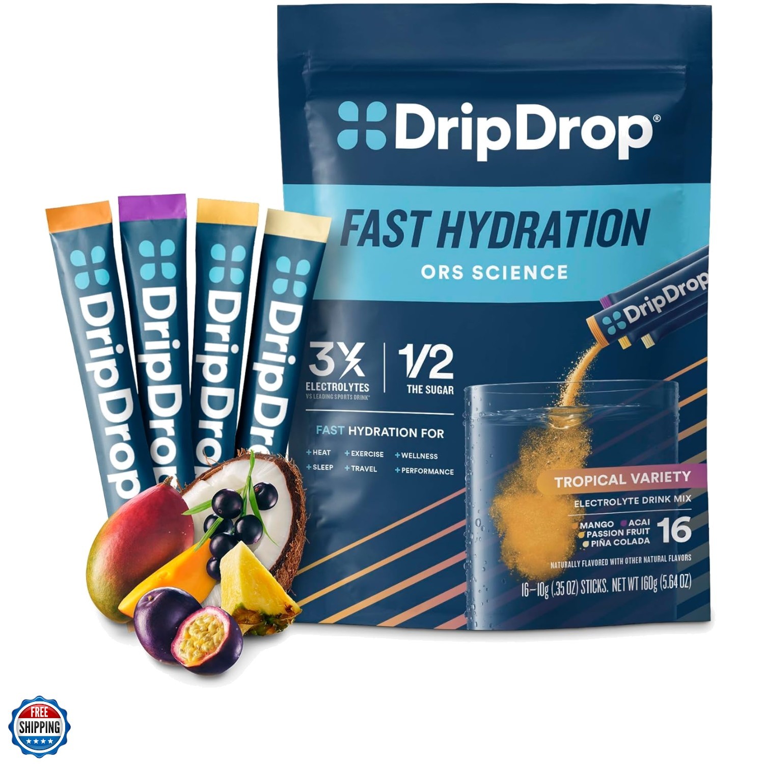 Hydration Packets – Tropical Variety Pack – Single Serve Electrolytes Powder …