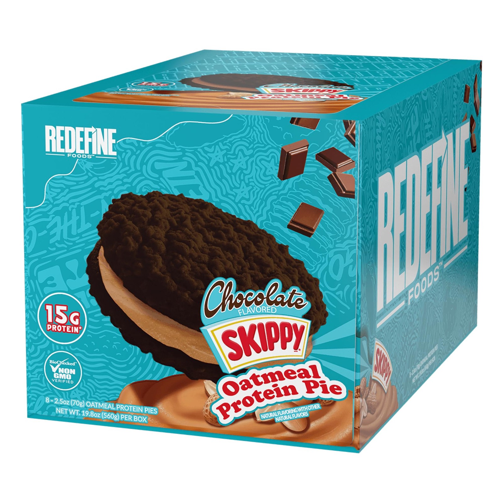 Redefine Foods Oatmeal Protein Pie SKIPPY Chocolate 8 Count 15g Protein Per Serv