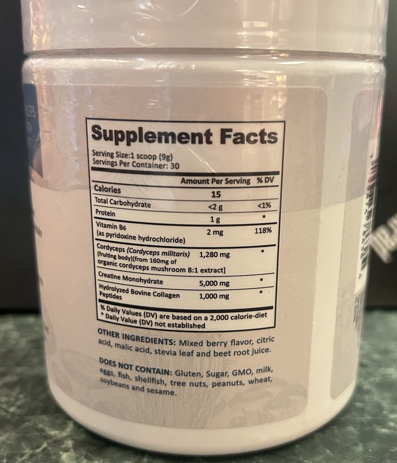 2-SE Nutrition Creatine + Cordyceps Sugar-Free Powder Mixed Berry 9.5 oz