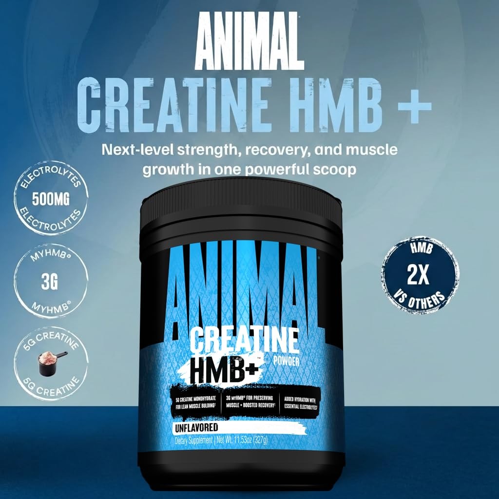 Animal Creatine HMB Powder – 3g myHMB + 5g Creatine with Electrolytes for Rec…