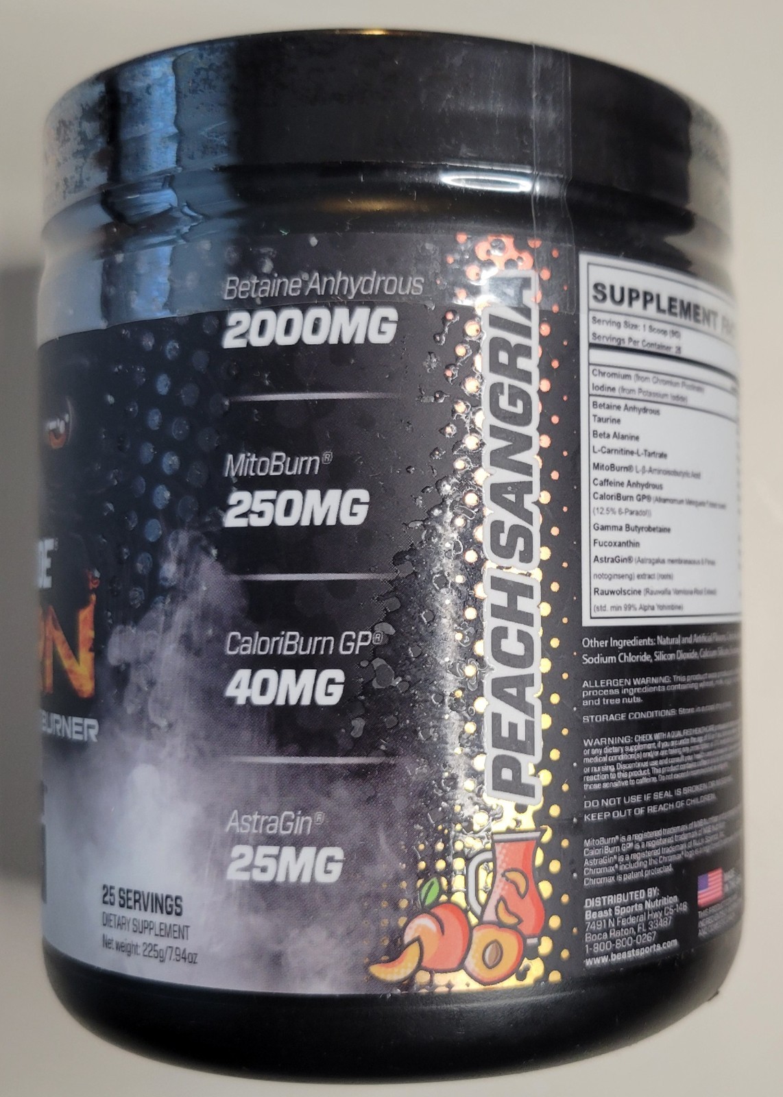 Beast Mode Pre Workout Peach Sangria Kong Energy Fat Burner 7.9 oz Exp 12/26