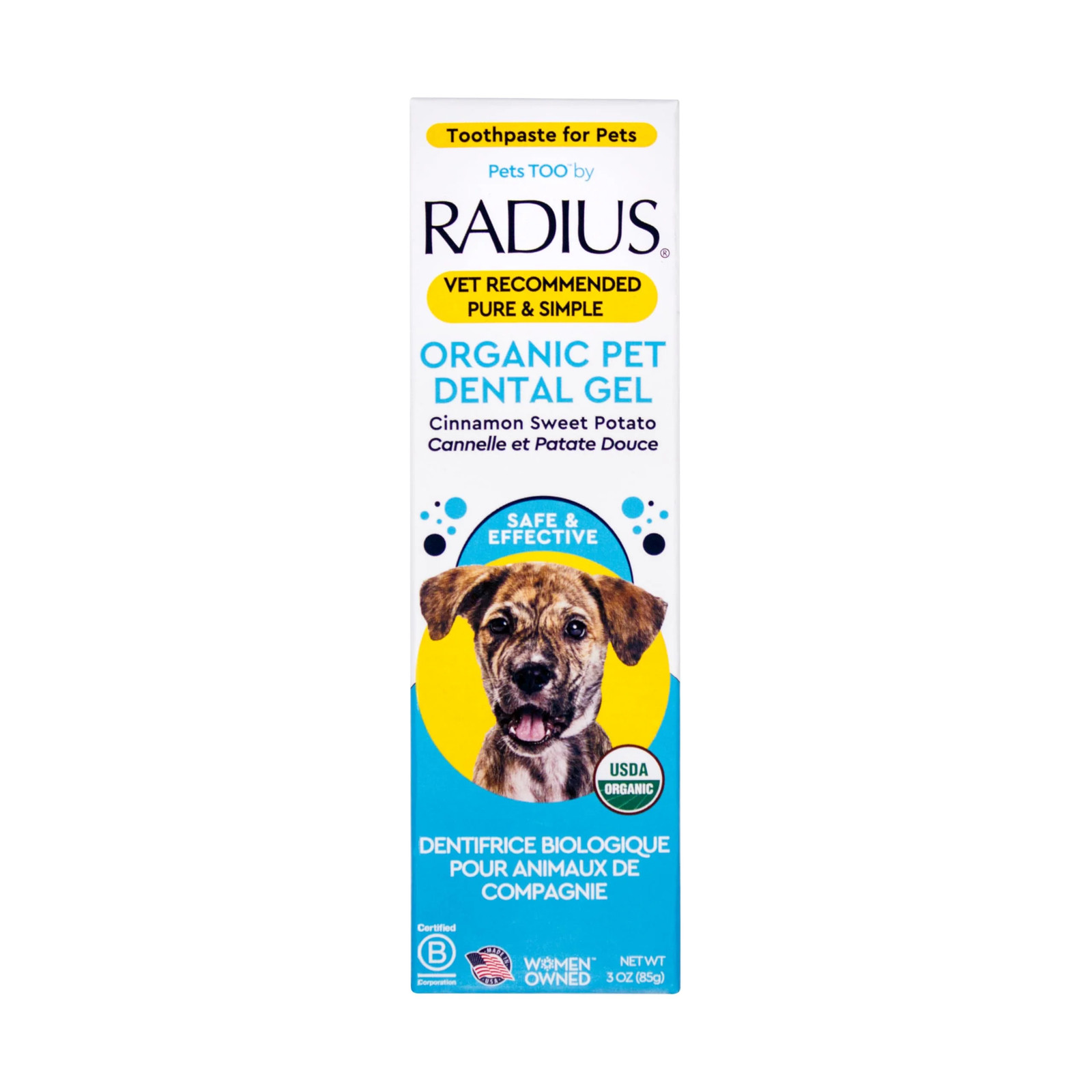 RADIUS USDA Organic Canine Toothpaste, Sweet Potato Cinnamon Flavor, 3 Ounce