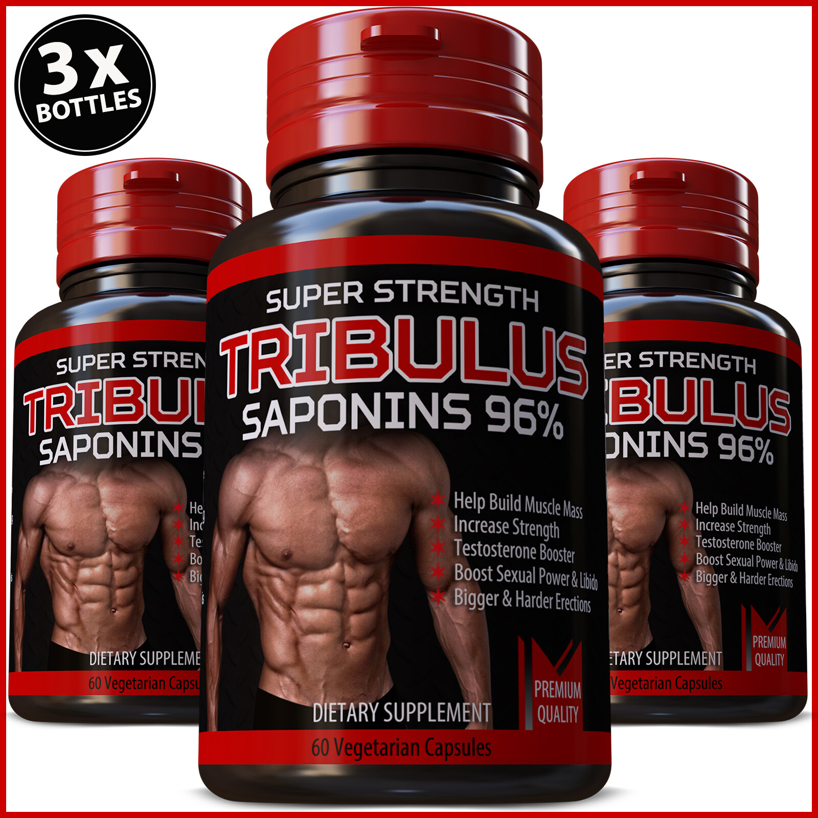 180 PILLS TRIBULUS TERRESTRIS 7500mg 96% SAPONINS MUSCLE TESTOSTERONE BOOSTER