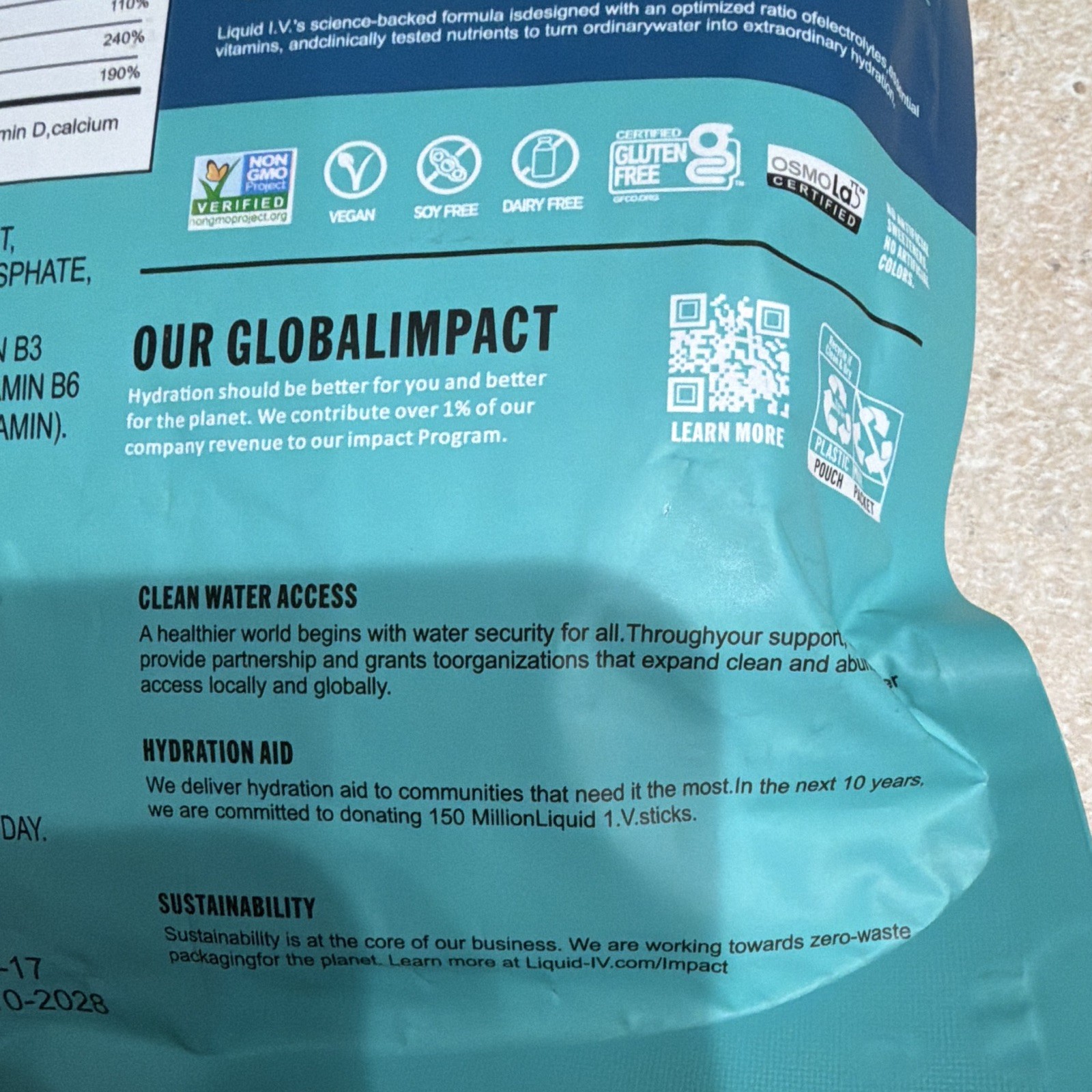 Liquid I.V. Hydration Multiplier Cotton Candy 16 Sticks Vegan Non-GMO 9.03oz