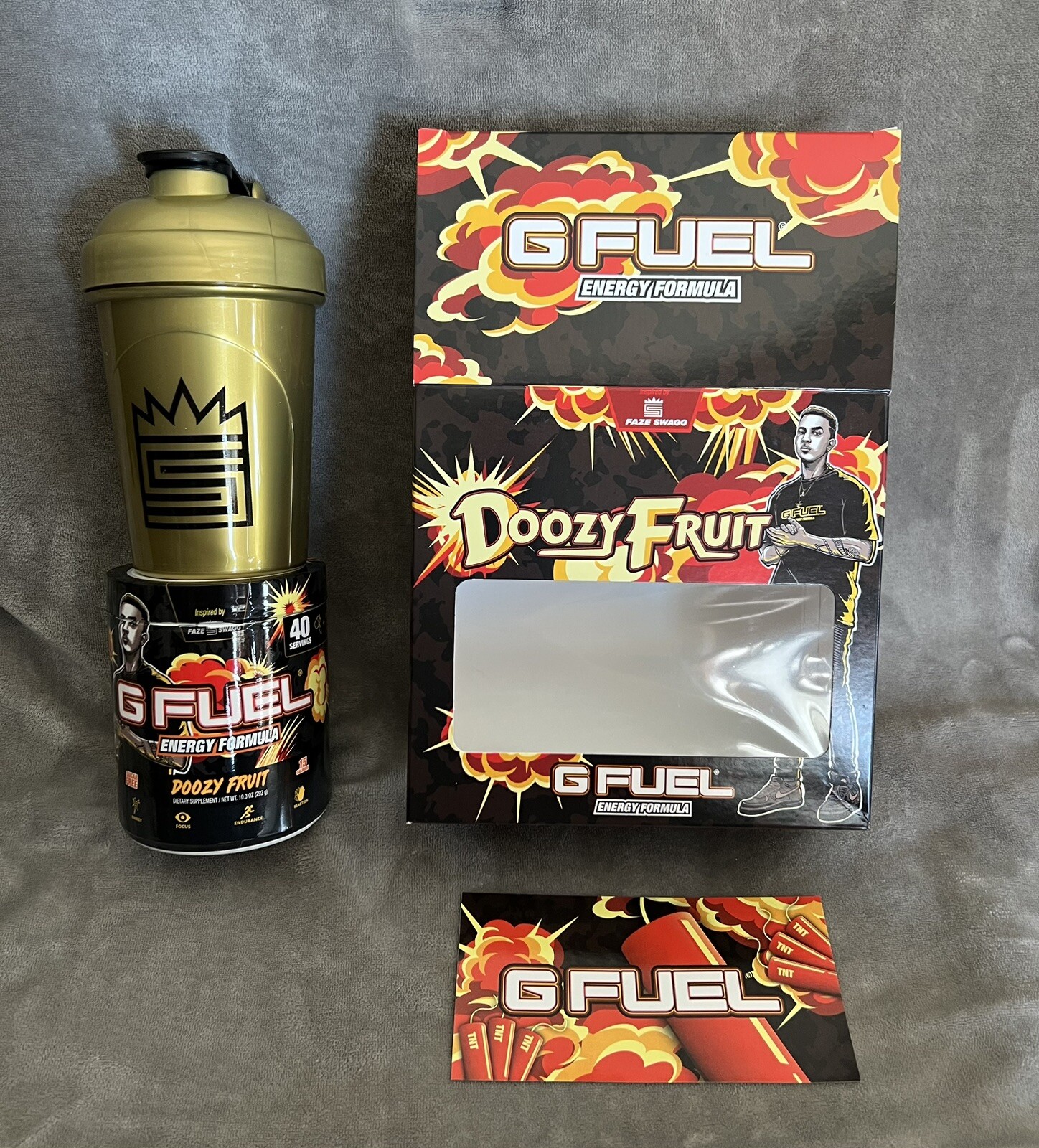 G Fuel Doozy Fruit Gfuel Box Faze Swagg Shaker, Sticker, Empty Tub READ