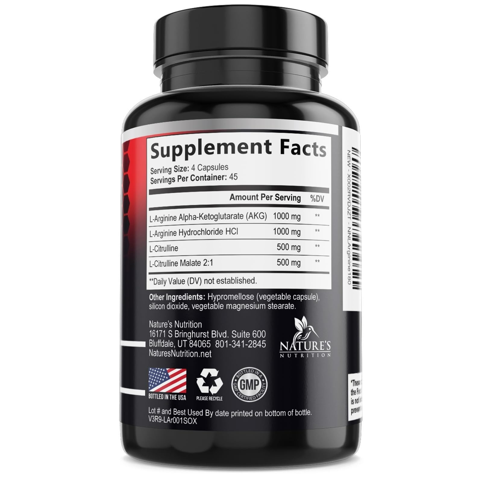 Nitric Oxide Booster Extra Strength – L-Arginine & Citrulline 180 Capsules