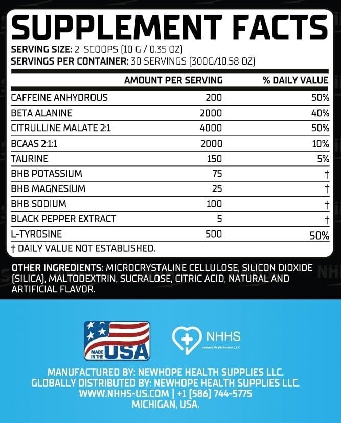 300g Ultra Boost Pre-Workout Powder, Formula for Explosive Energy & Focus