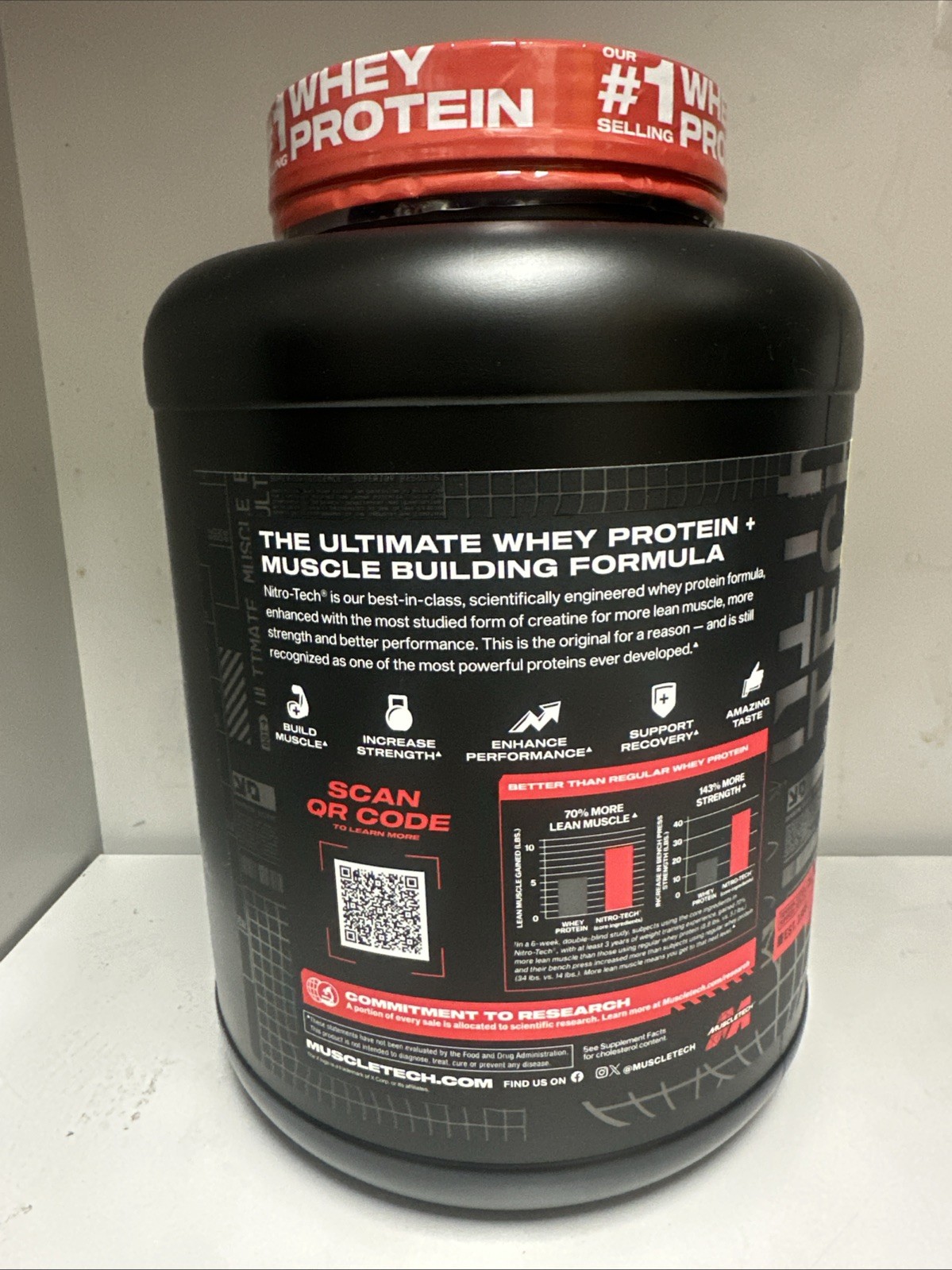MuscleTech Nitro-Tech Whey Protein, Vanilla Cream, 4 lb, 30g Protein