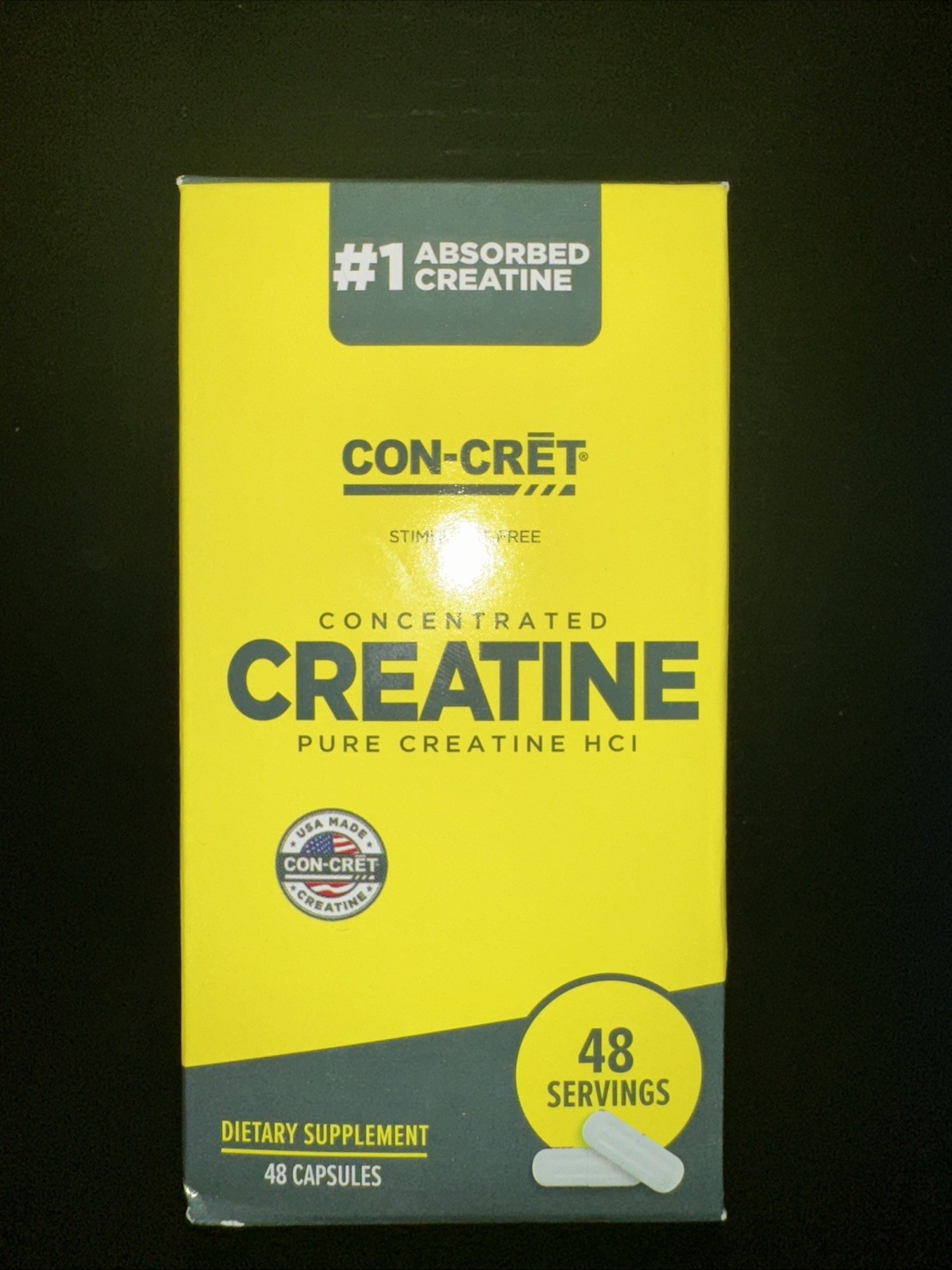 CON-CRĒT Concentrated Creatine – Pure Creatine HCI 48 Capsules