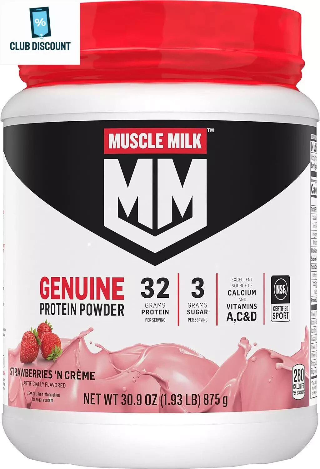 Muscle Milk Genuine Protein Powder, Strawberries ‘N Crème, 1.93 Pounds, 12 Servi