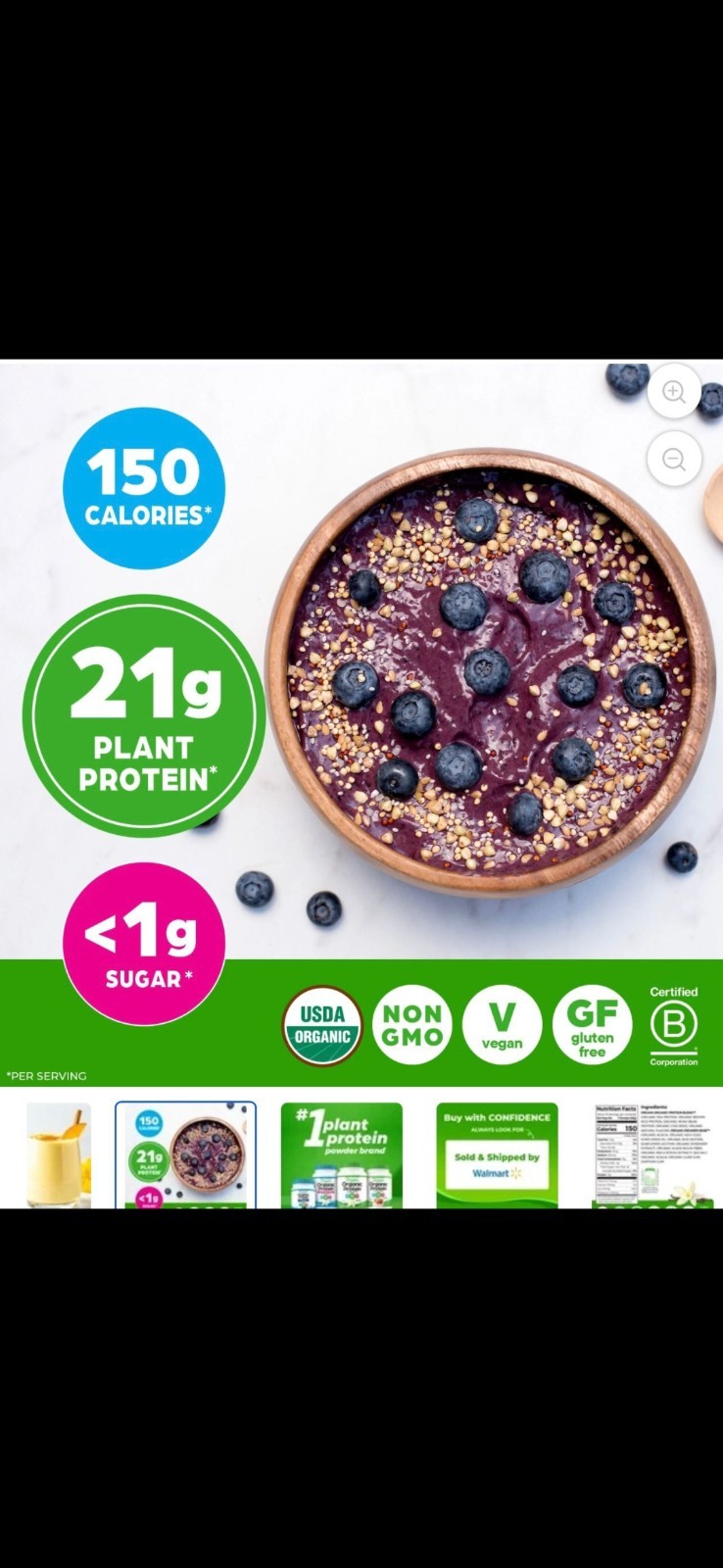 Organic Vegan Protein Powder Creamy Chocolate Fudge 21G Protein,1.02Lb
