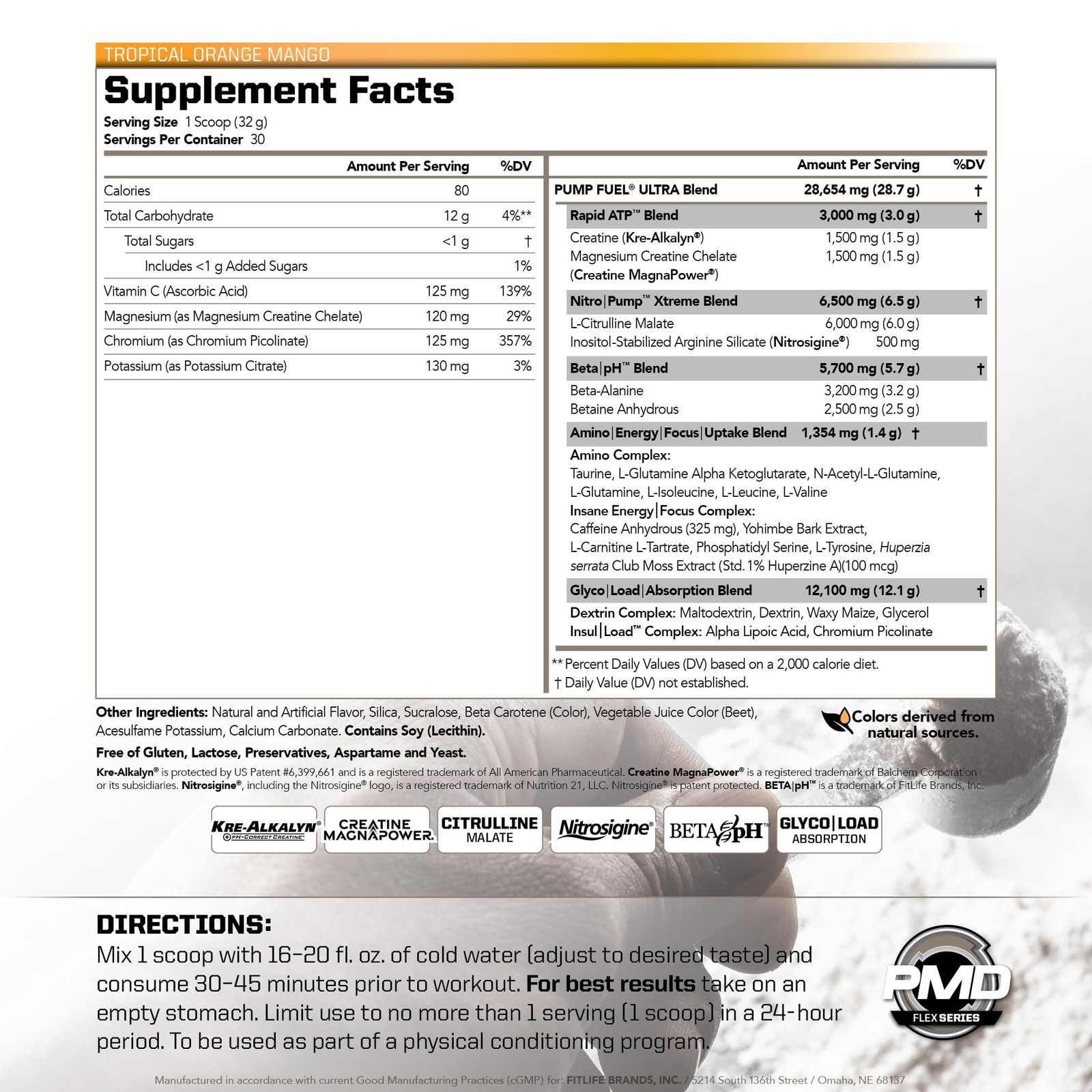 PMD Sports Pump Fuel Ultra 2.05 Pound (Pack of 1), Tropical Orange Mango