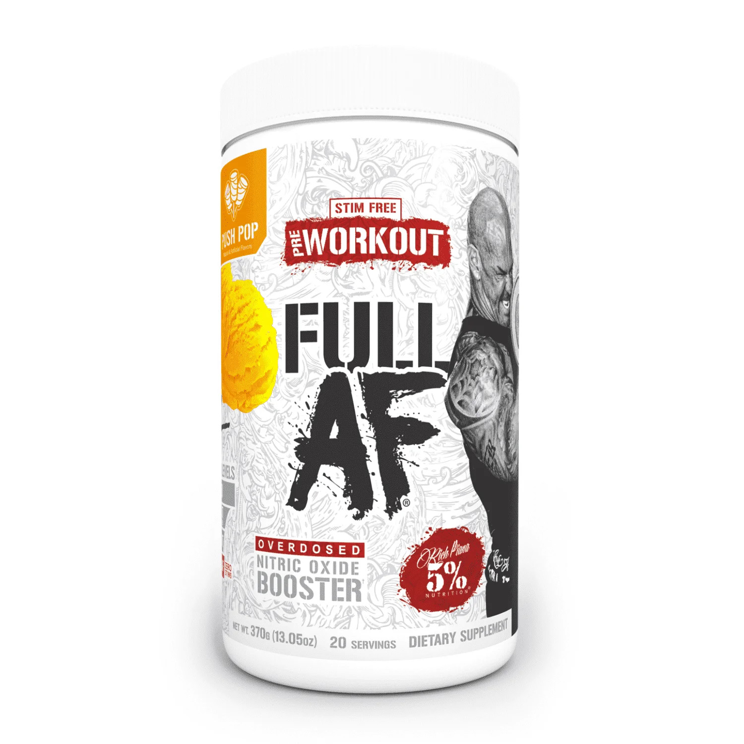 Full AF Pre-Workout Stim-Free Powder Supplement, Caffeine-Free Max Pumps, 20 Ser