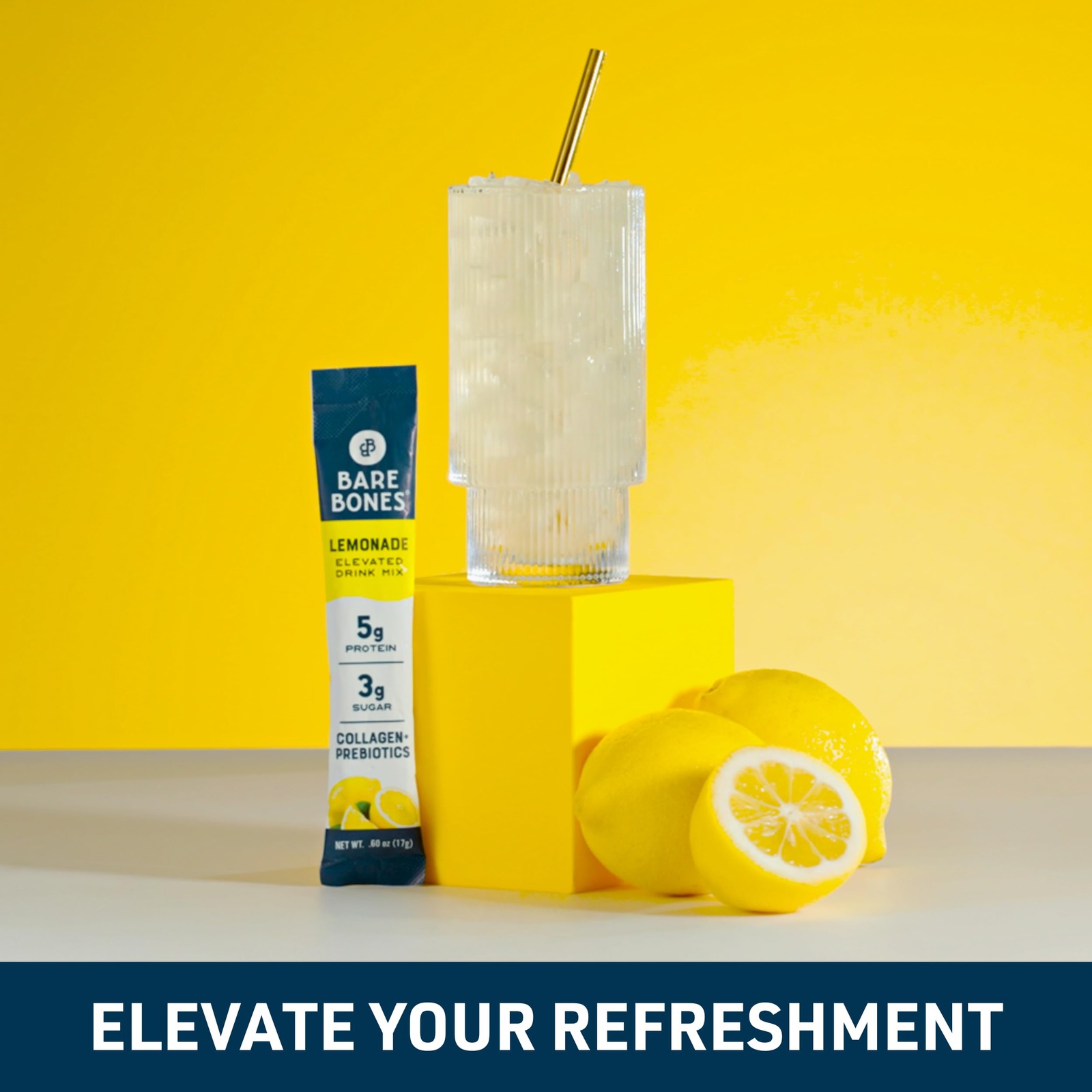 Bare Bones Lemonade Collagen Peptides Powder Drink Mix Packets | 5g Protein