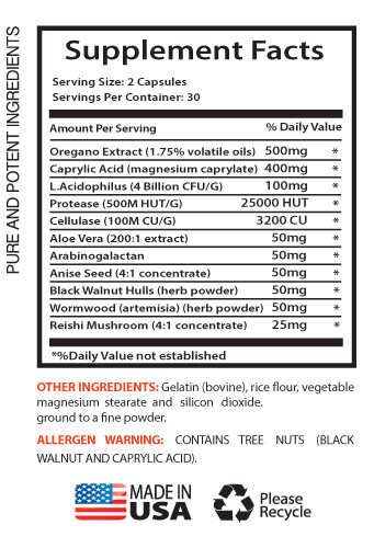 CANDIDA AWAY Dietary Supplement Antibacterial Digestive 1 Bottle-60 Capsules