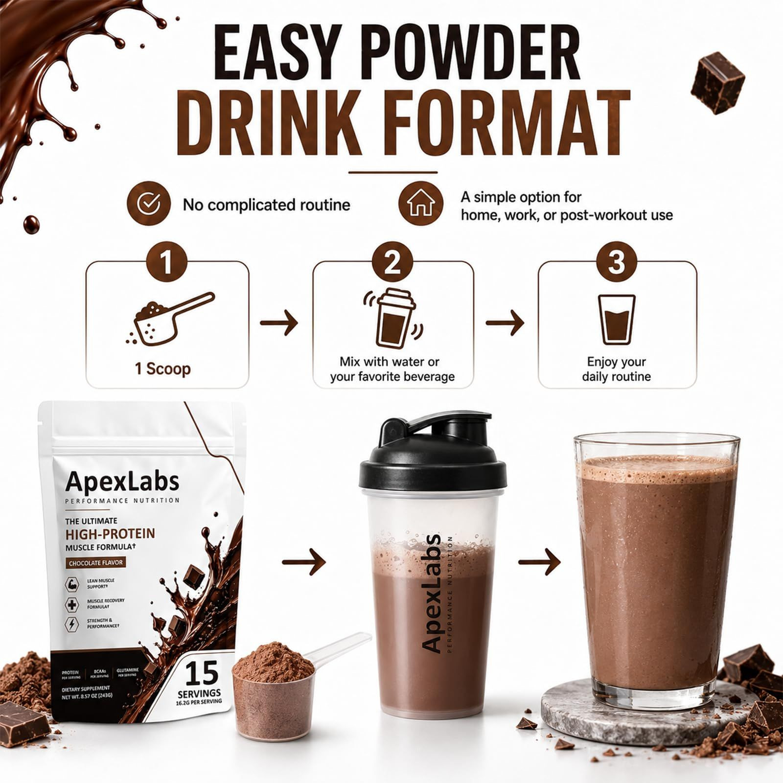 Fuxvao Apex Labs Muscle Powder Chocolate, Apexlabs 1 Pound (Pack of 1)
