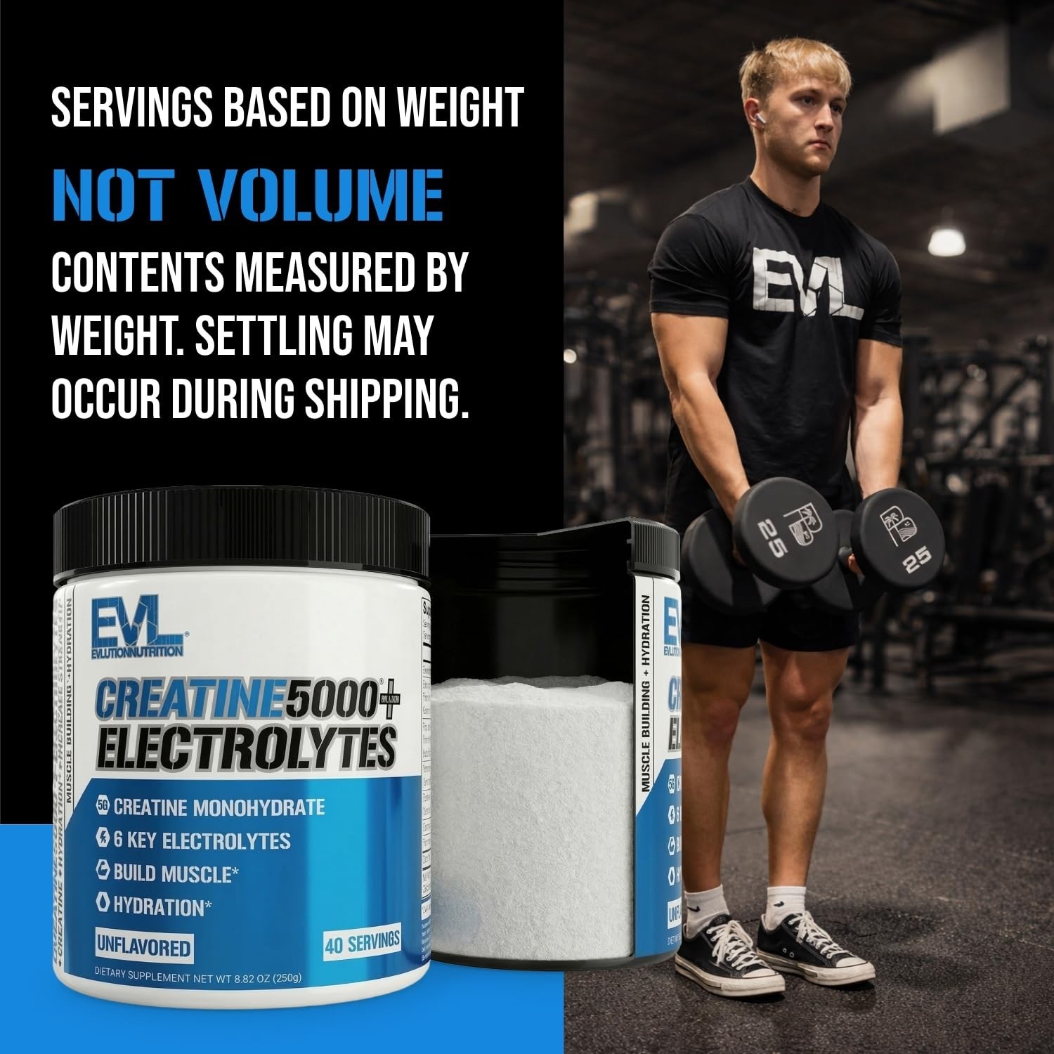 Creatine Powder with Electrolytes – 40 Servings, Unflavored, Muscle Recovery & H