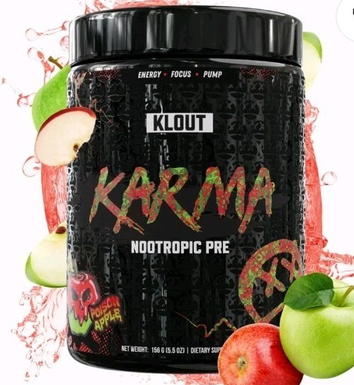 Klout Karma Nootropic Pre Workout Apple 6.8 oz. 20 Serv🍎 Extreme Energy Focus