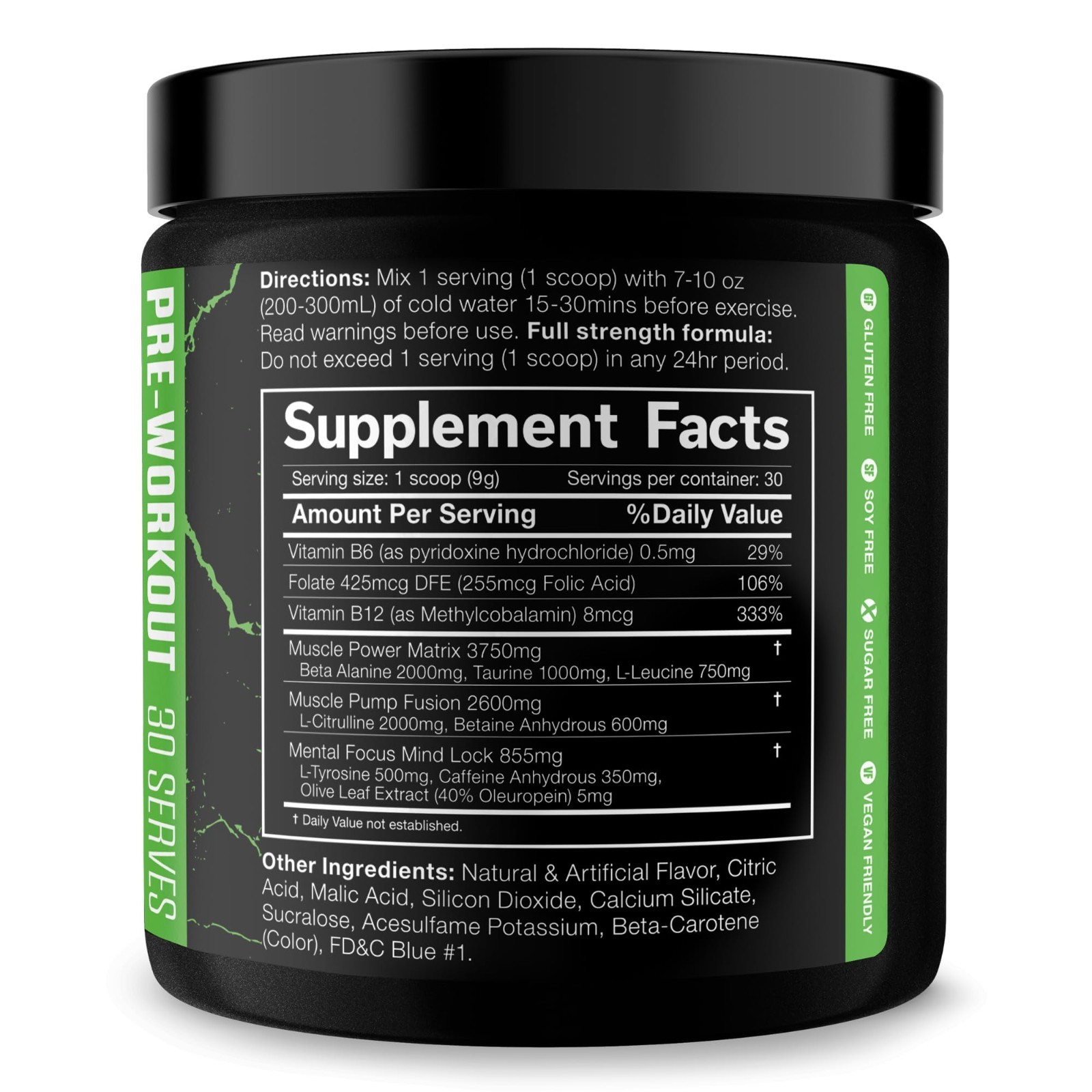 Strong Pre Workout Powder, High Stim Energy Booster, 350mg Caffeine, Fruit Punch