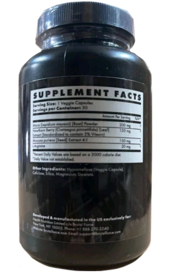 Brutal Force H Bulk Muscle Endurance Recovery Maca Test Booster 30 Caps 10/26