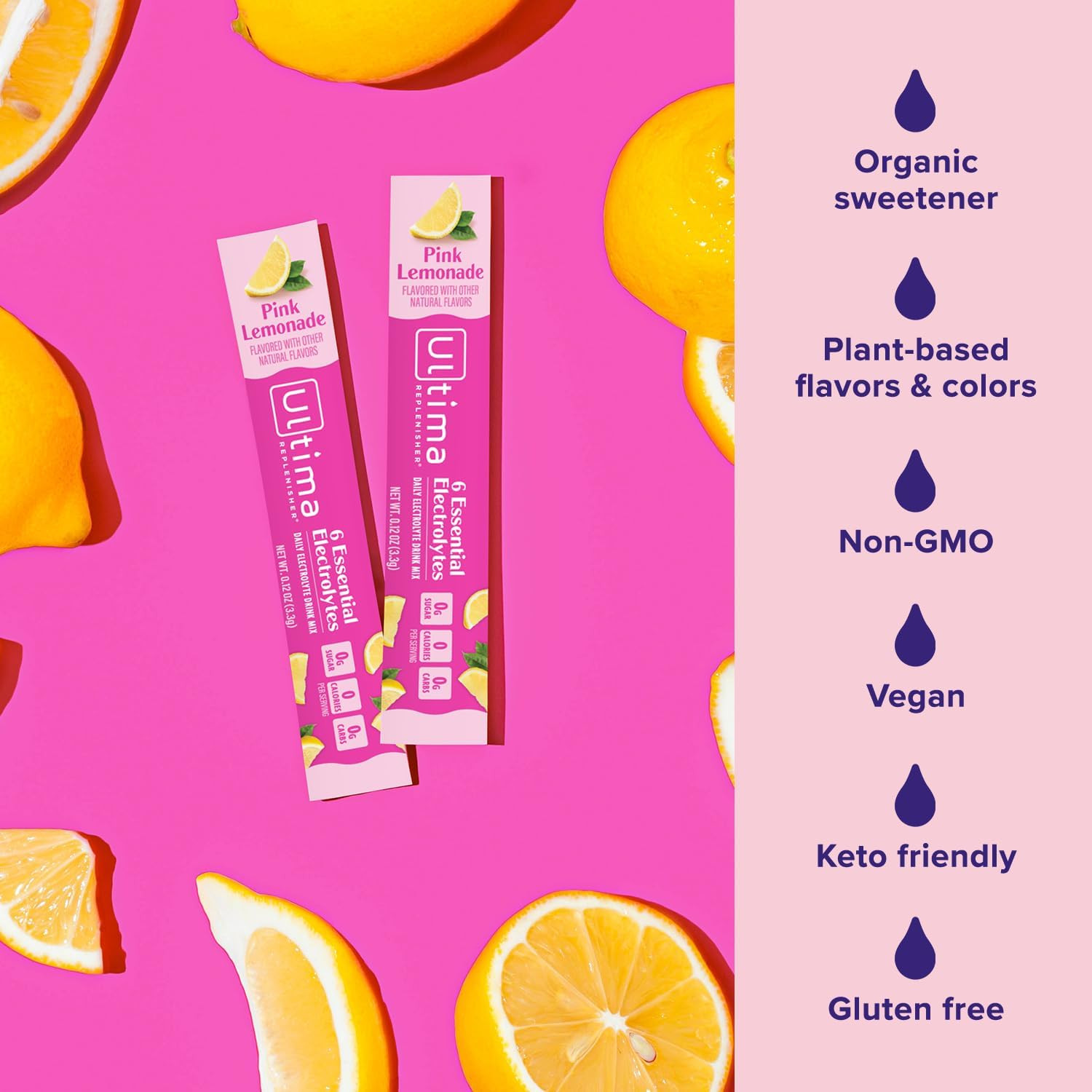 Electrolyte Hydration Powder, Pink Lemonade, 20 Count Stickpacks Pouch – Sugar F