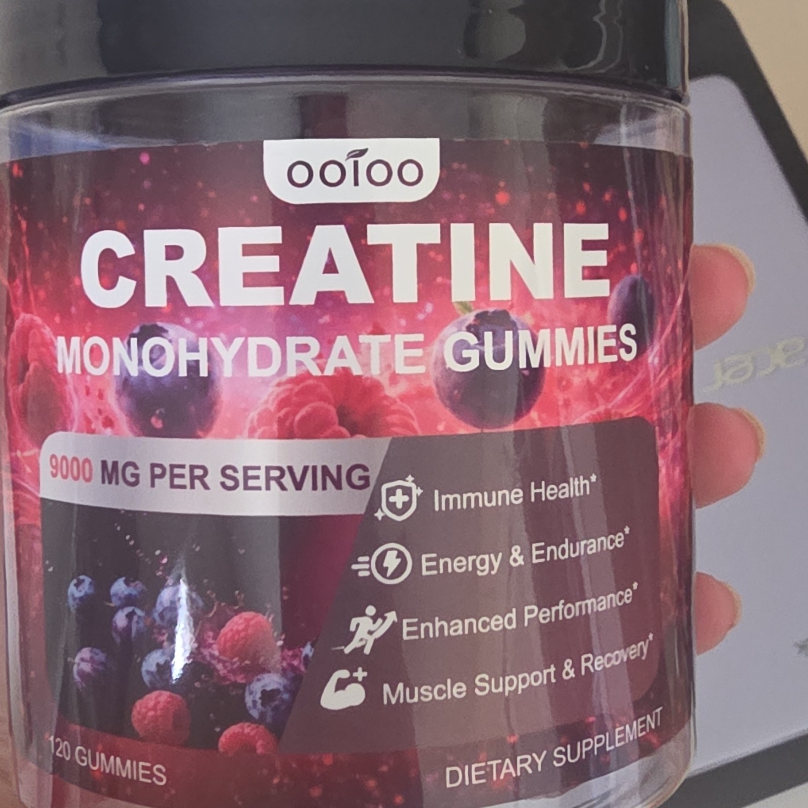 ootoo Creatine Monohydrate Gummies Berry 120 Count 9000mg Vegan Sugar Free