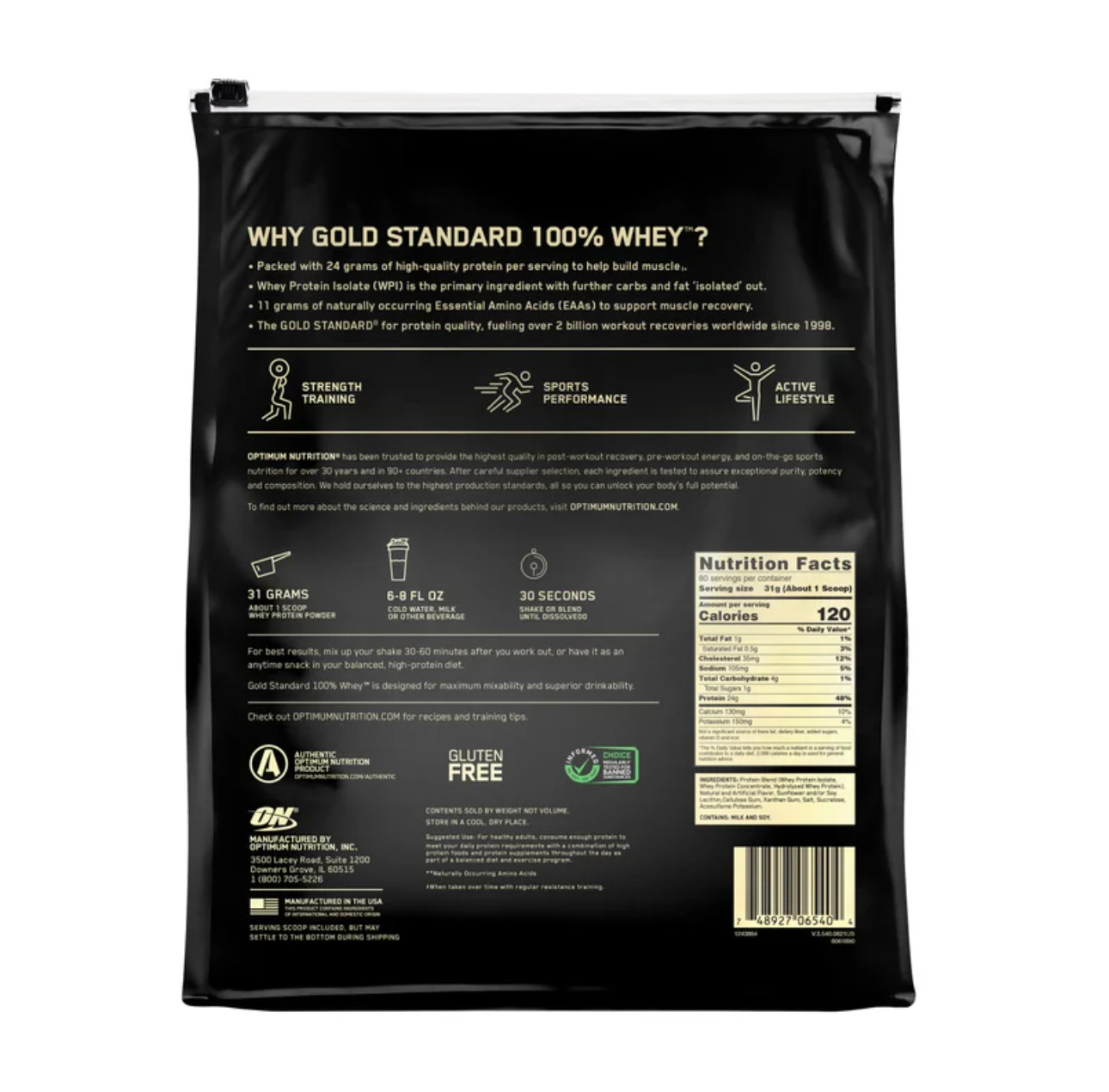 Optimum Nutrition Gold Standard 100% Whey Protein 5.47 lb Vanilla Ice Cream US