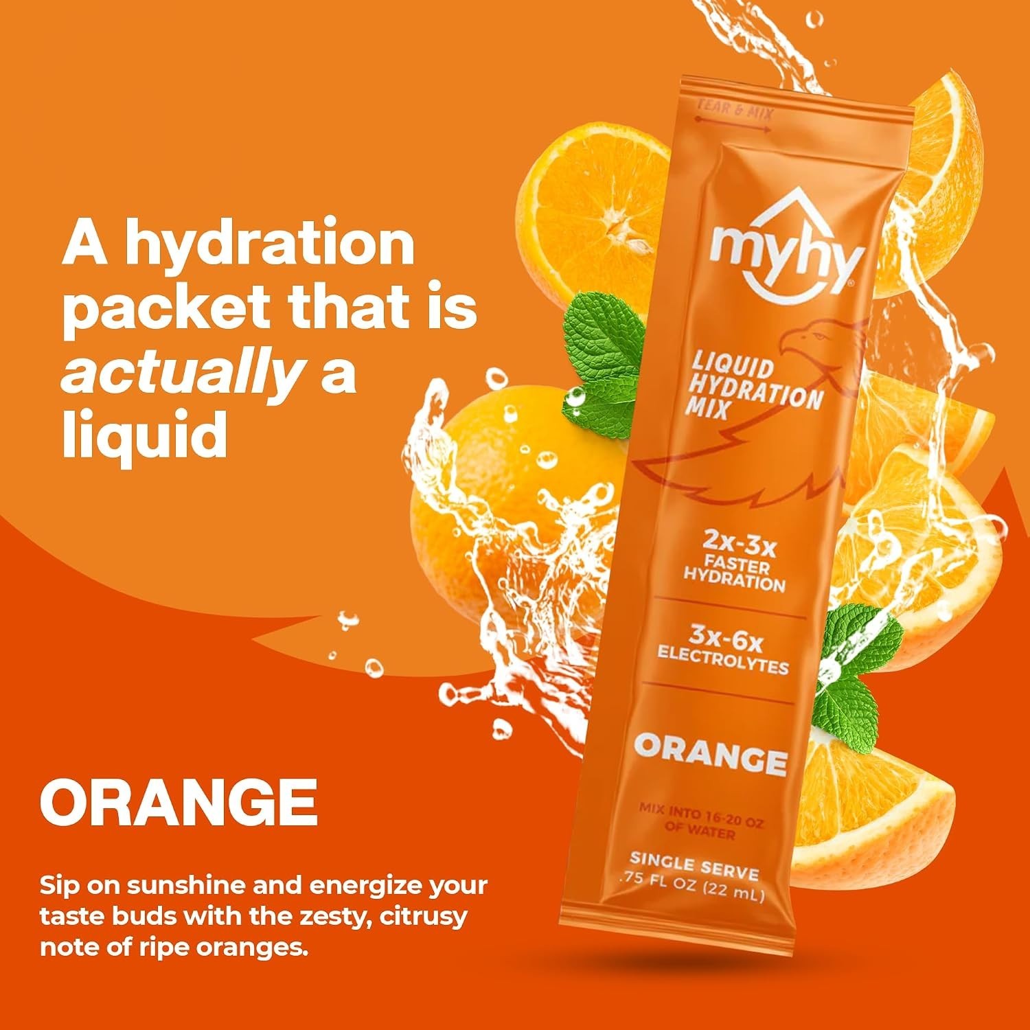 Daily Hydration Packets – 5 Count Orange Drink Mix for Fitness, Parties & Travel