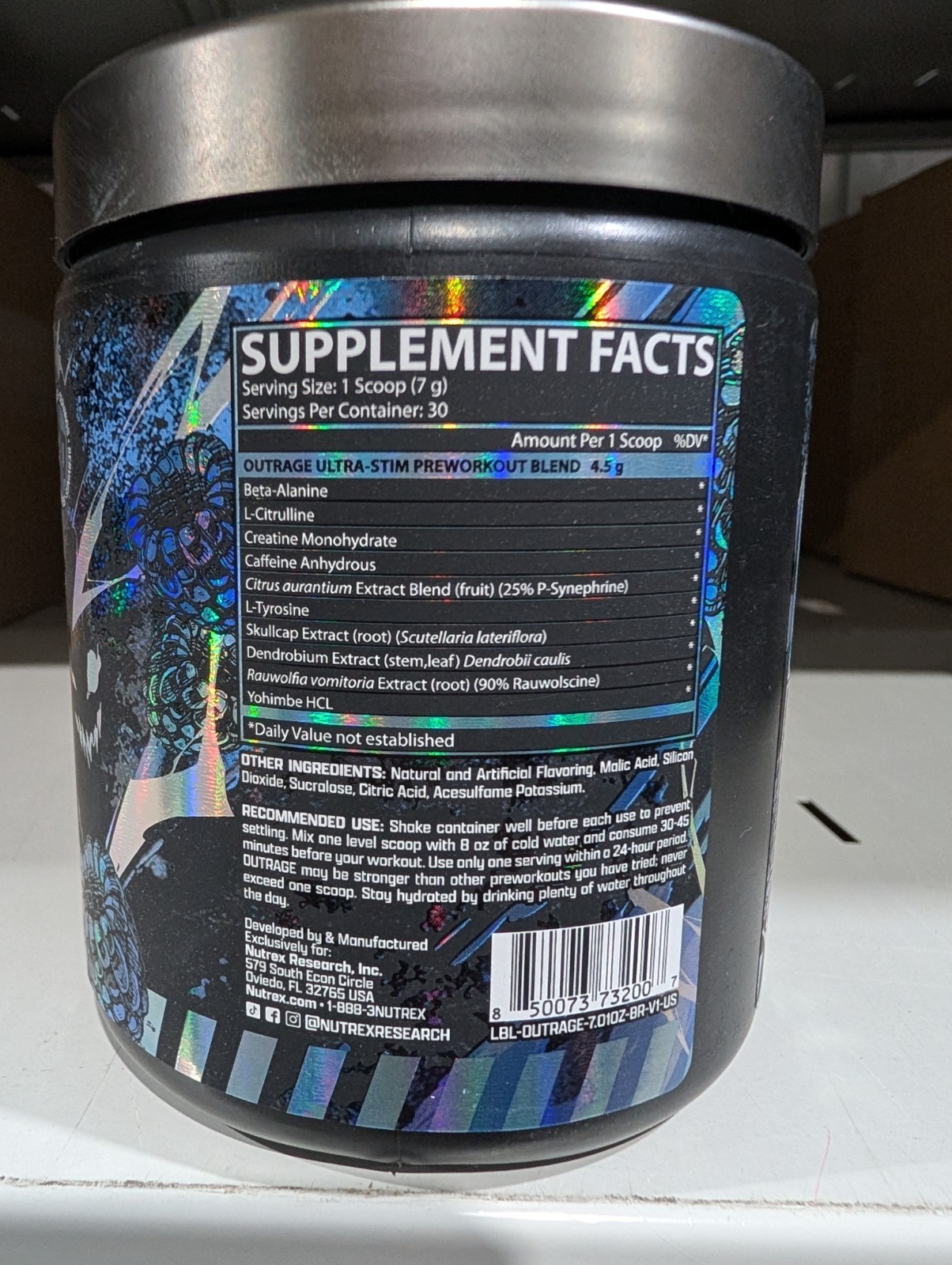 Nutrex Outrage Extreme Pre-Workout Blue Raspberry 30 Serv FREE SHIPPING EXP 1/29