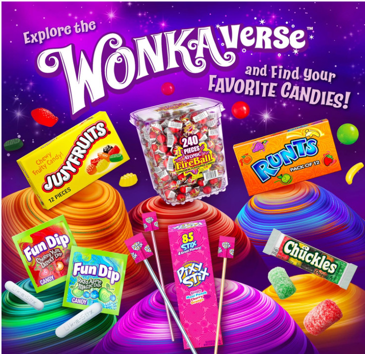Wonka Pixy Stix Sour Powder Straws, Grape, Maui Punch, Cherry, 85 Count