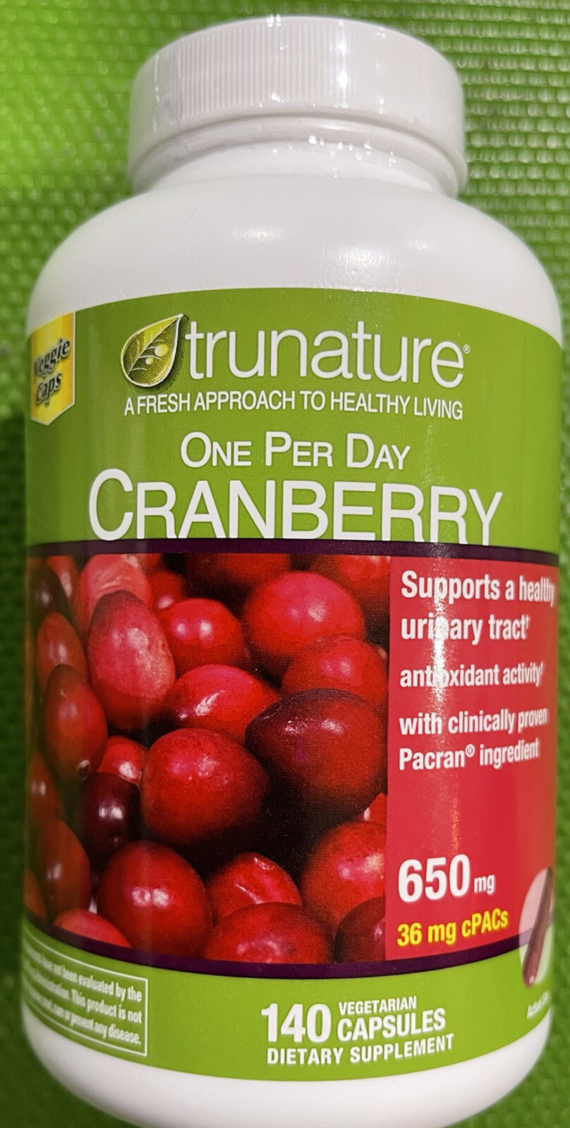 Trunature CRANBERRY 650mg, 140 Capsules one per day Supports a Healthy Urinary T