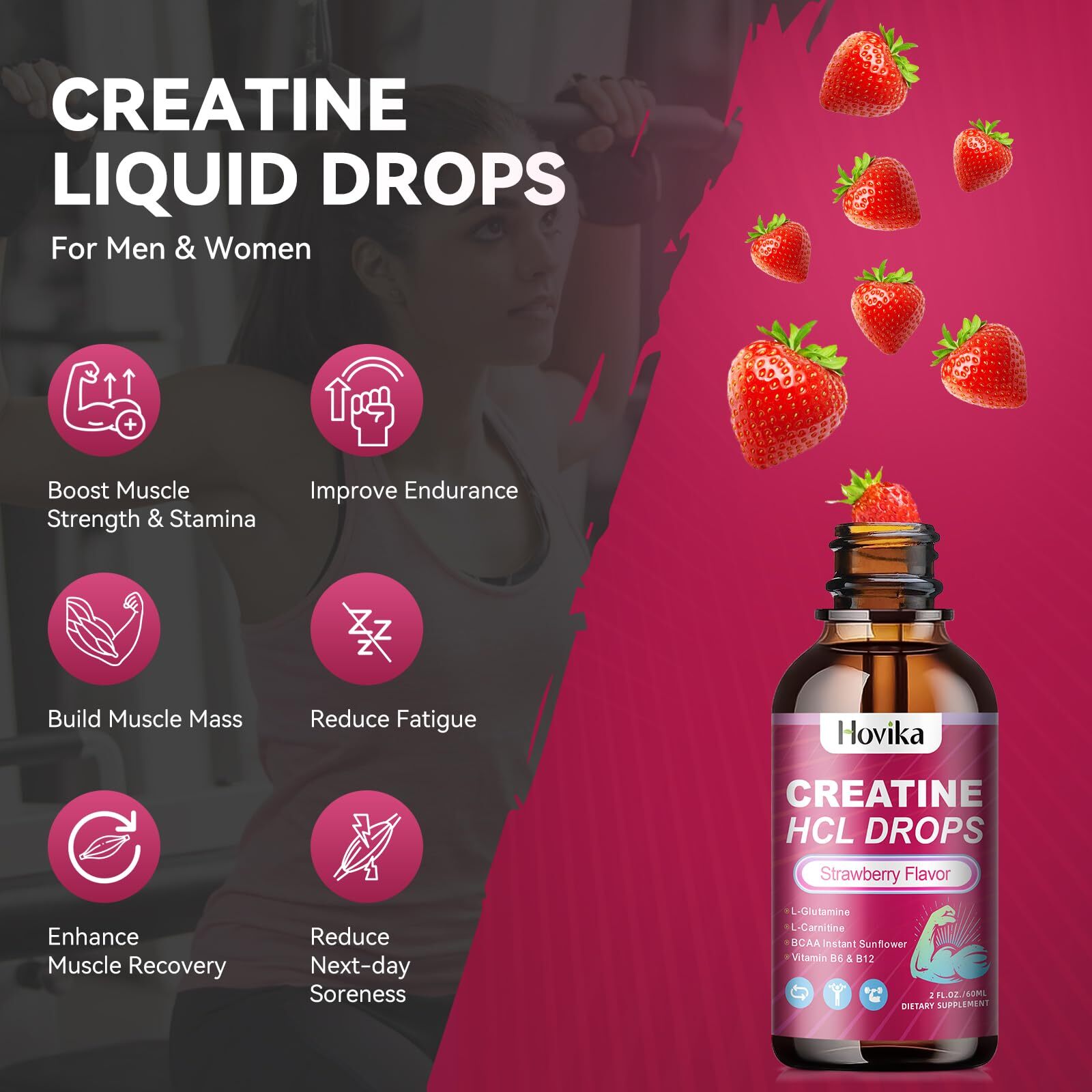 Creatine HCL Liquid Drops for Men & Women Creatine Hydrochloride with L-Carni…