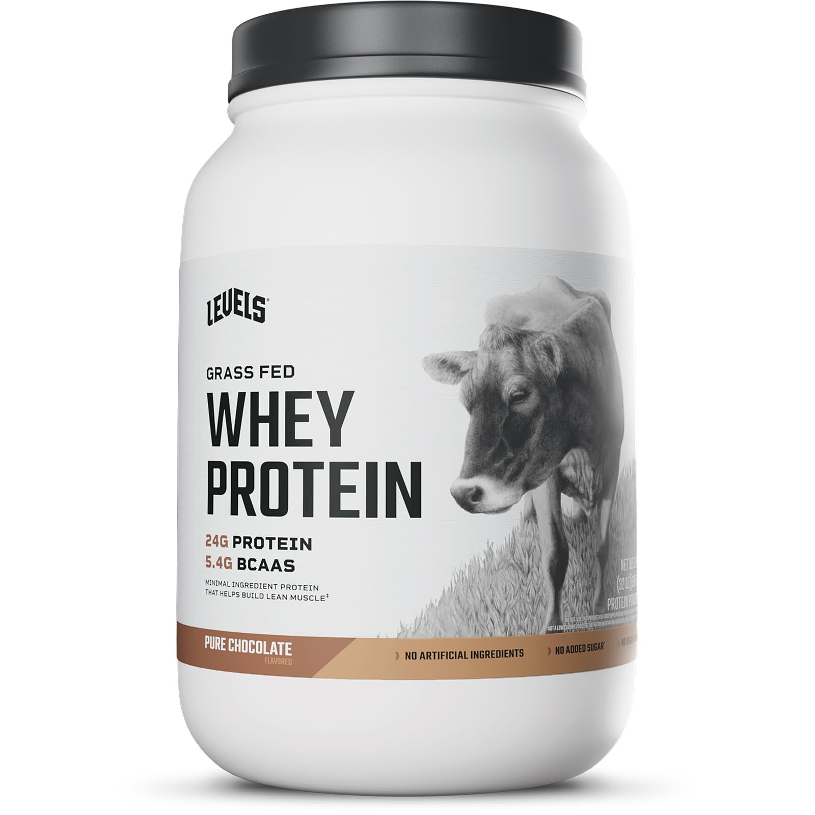 WHEY PROTEIN POWDER Grass Fed Pure Chocolate 2lb LEVELS NUTRITION
