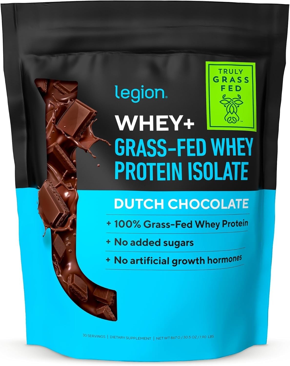 Grass Fed Whey Protein Powder Chocolate 30 Servings No Lactose 100 Pure