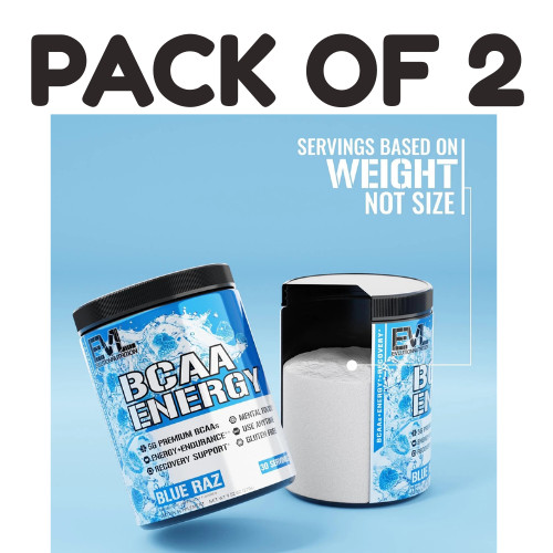 EVL BCAA Energy – Blue Raz Powder – 30 Servings – Pack of 2